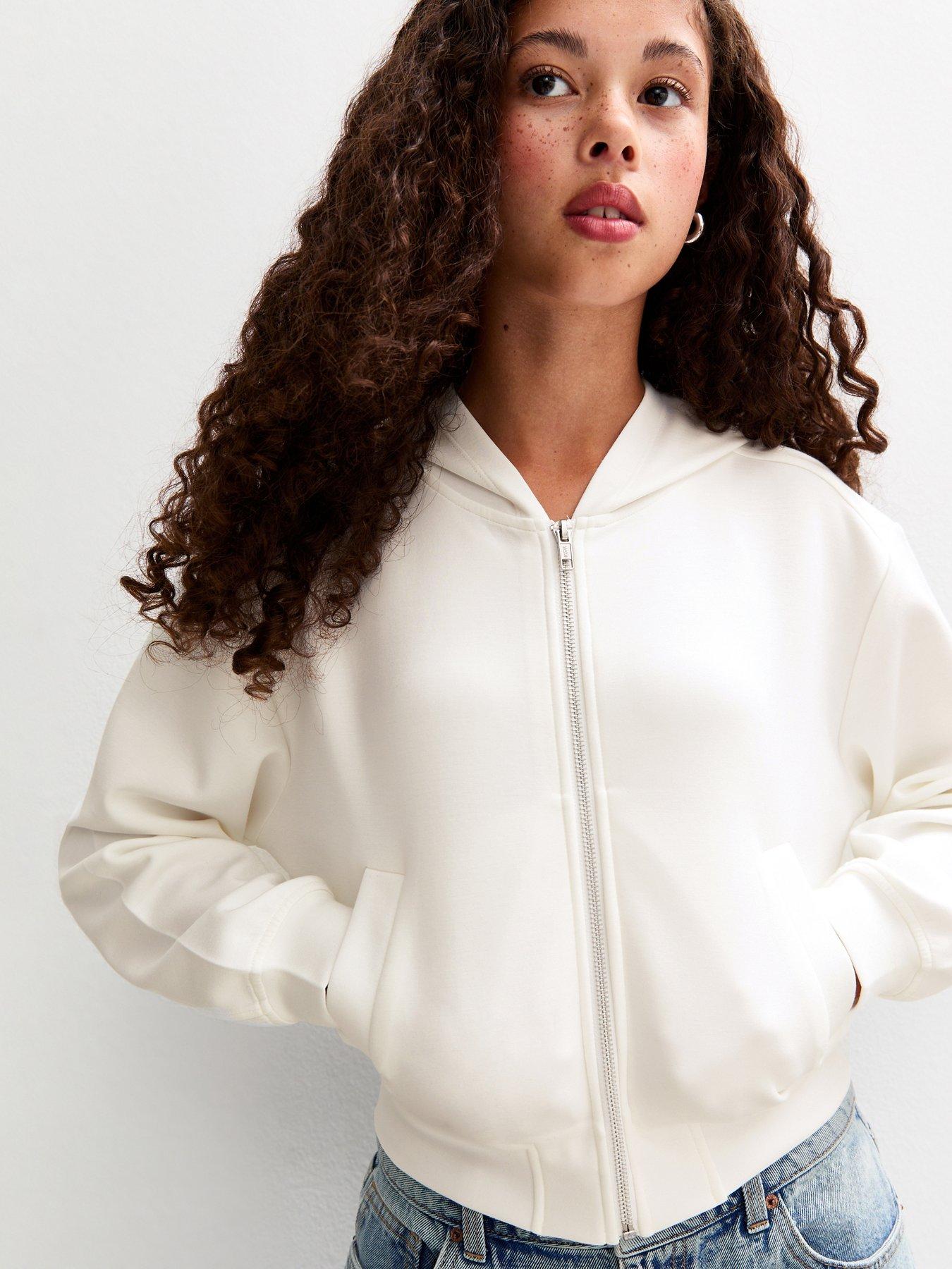 Image 5 of 5 of New Look 915 Cream Soft Touch Zip Up Hoodie