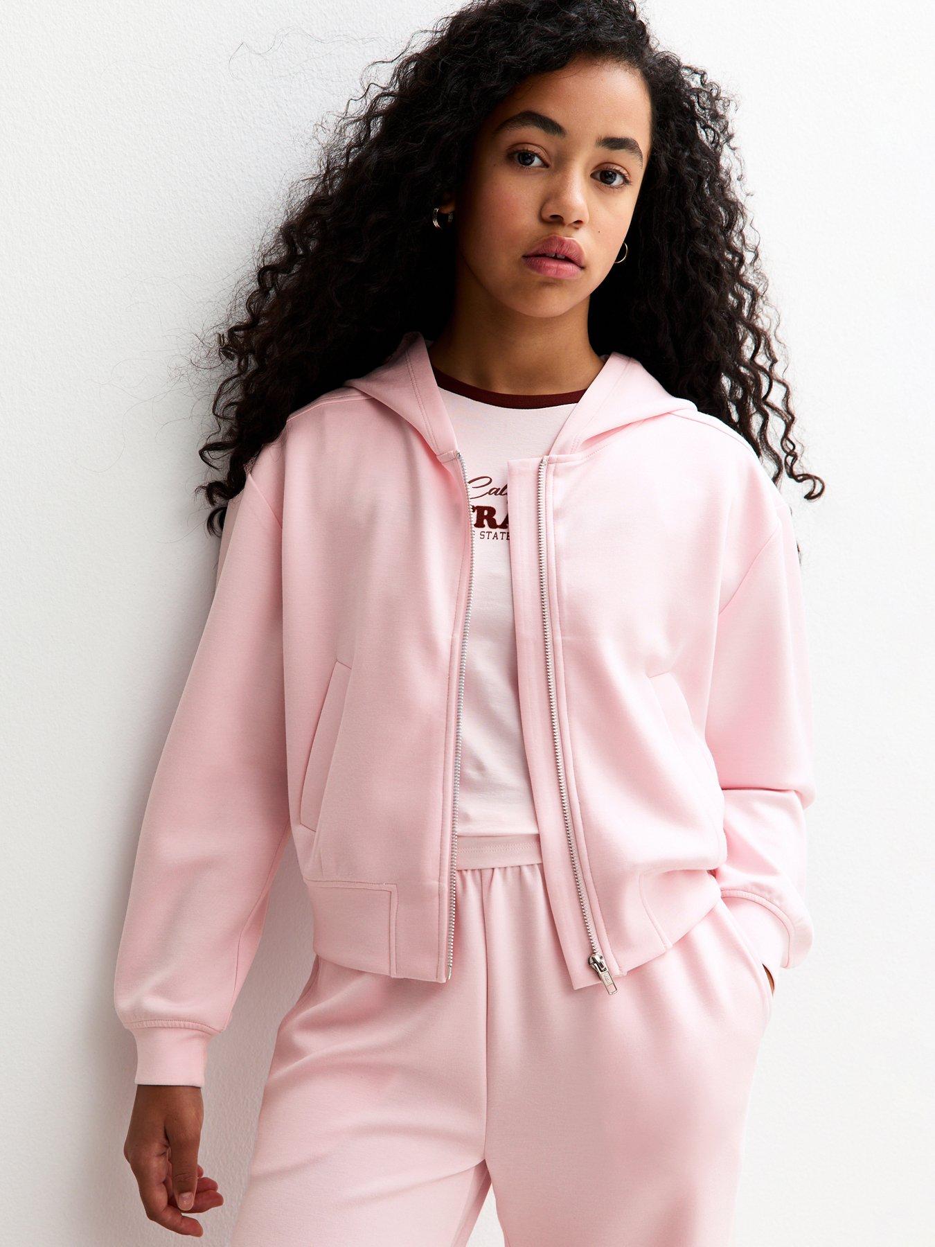 New Look 915 Girls Light Pink Soft Touch Zip Up Hoodie