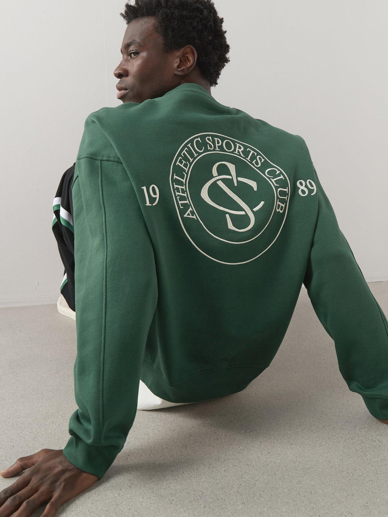 The Very Collection Pure Cotton Heavyweight Chest Graphic Sweatshirt - Green