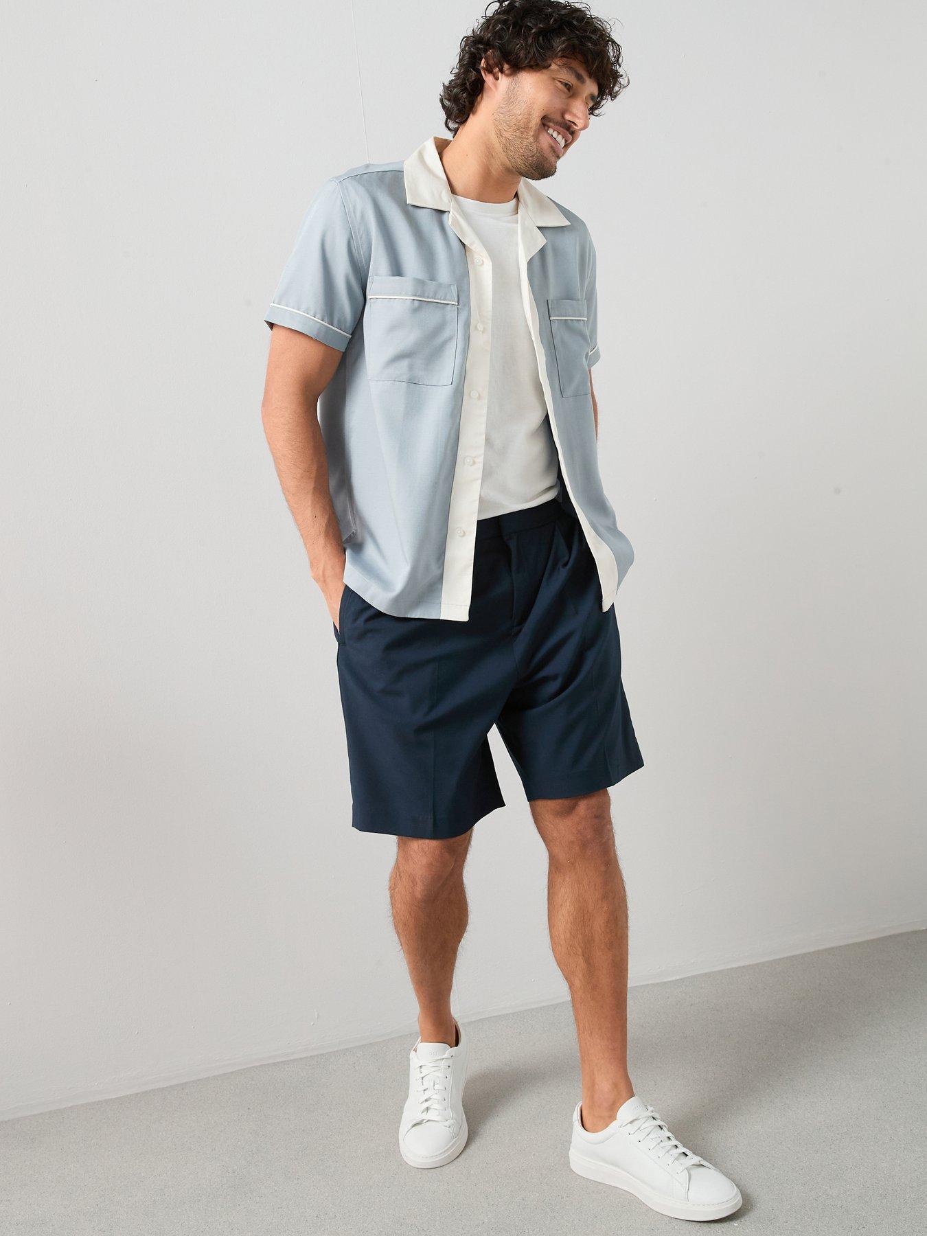 Image 1 of 7 of The Very Collection Retro Piped Shirt - Light Blue