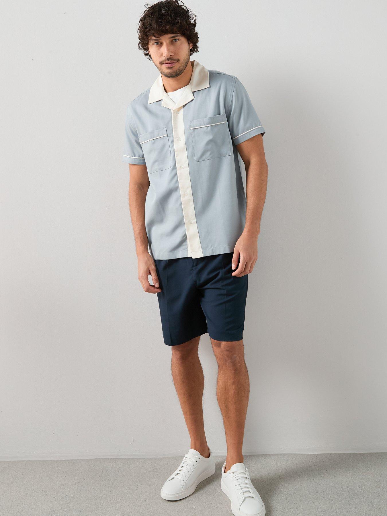 Image 3 of 7 of The Very Collection Retro Piped Shirt - Light Blue