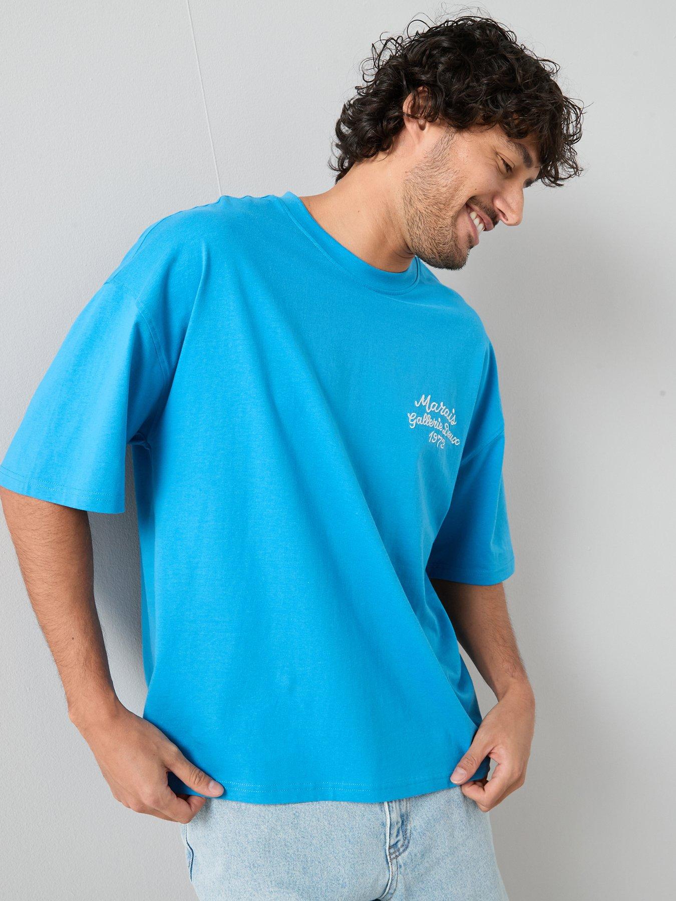 The Very Collection Pure Cotton Embroidered T-Shirt - Blue