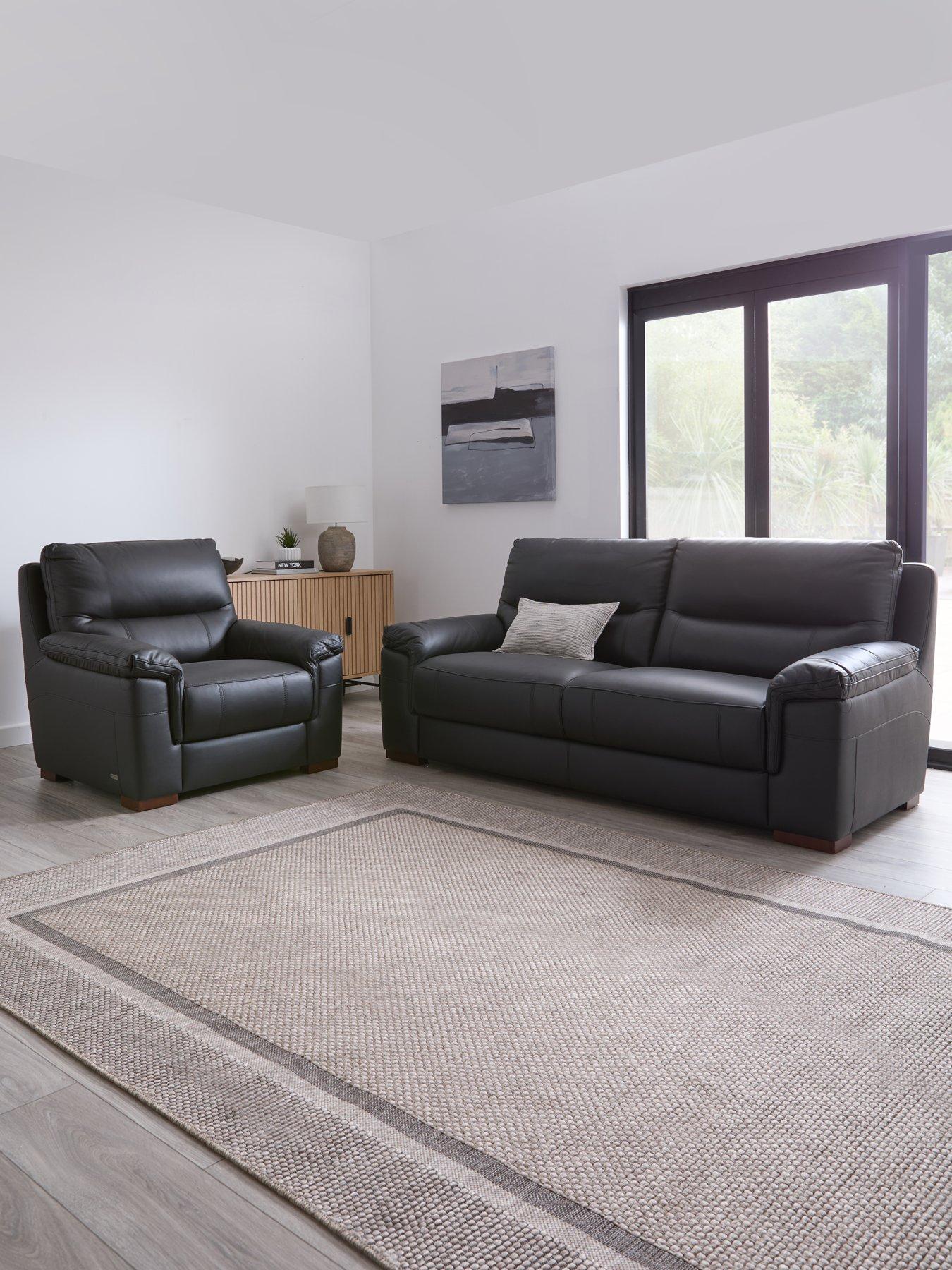 The Very Collection Prenton 3 Seater Leather Sofa + Chair