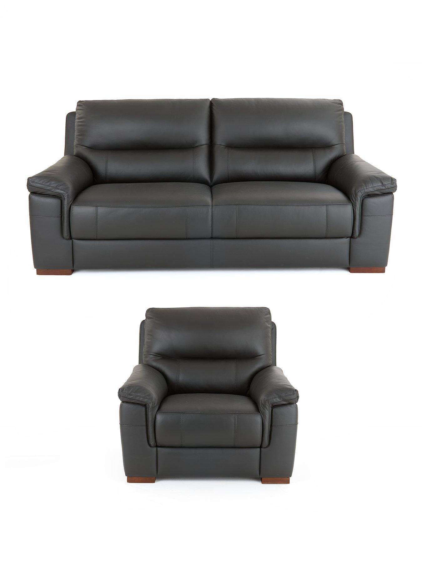 Very Home Prenton 3 Seater Leather Sofa + Chair
