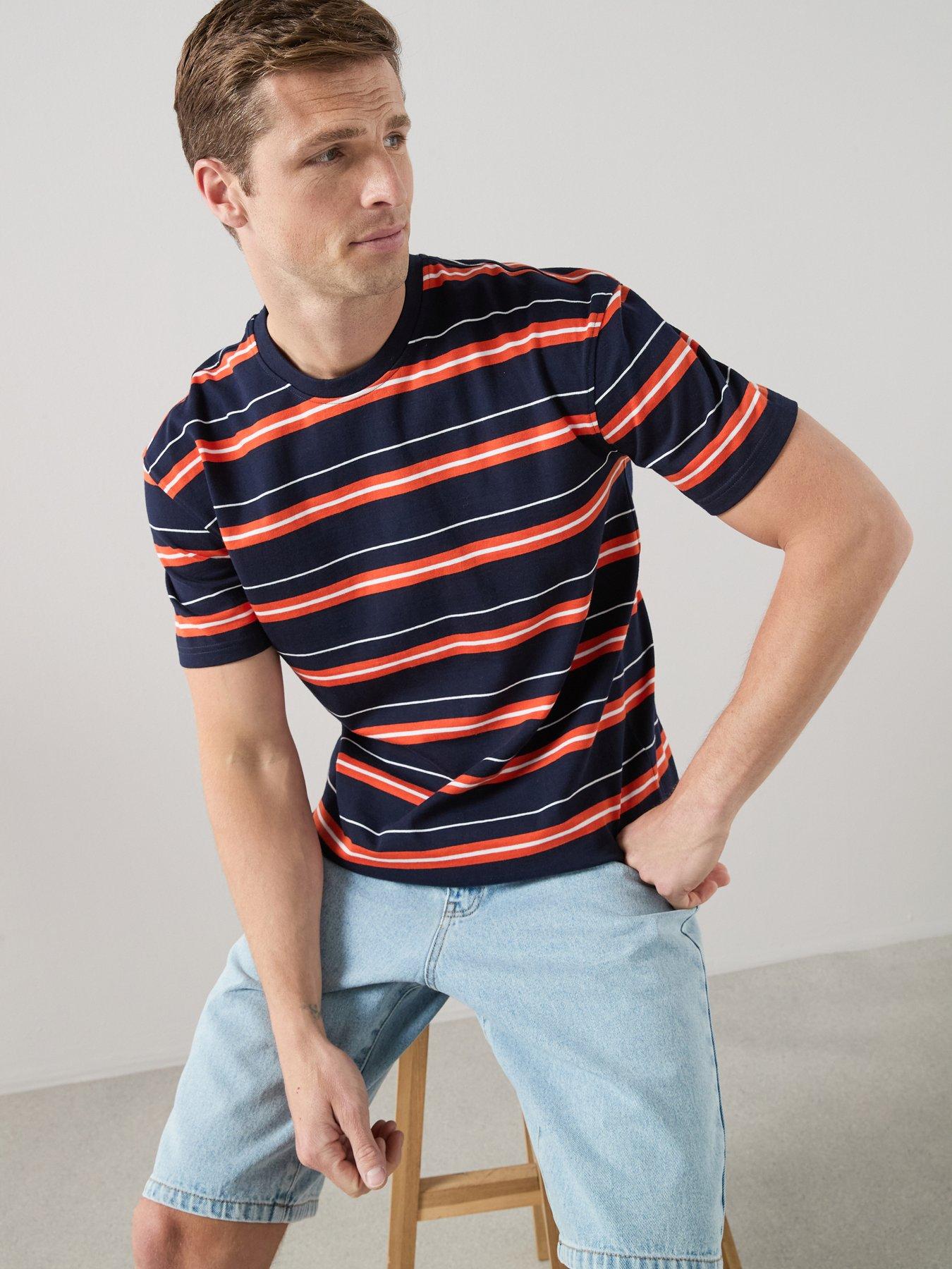The Very Collection Pure Cotton Yarn Dyed Contrast Stripe T-shirt - Navy