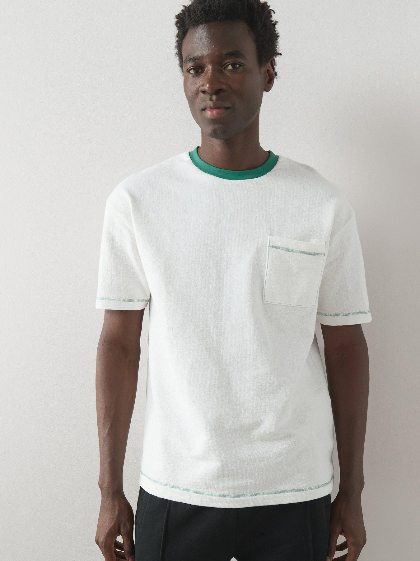 The Very Collection Pure Cotton Boucle Pocket Detail T-Shirt - White