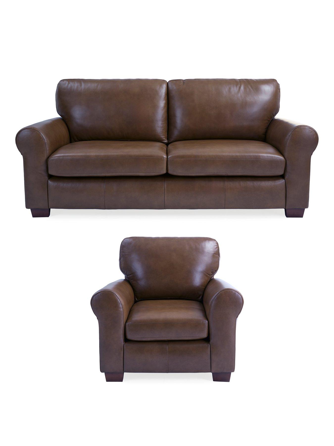 Very Home Bailey Italian Leather 3 Seater Sofa + Chair Set