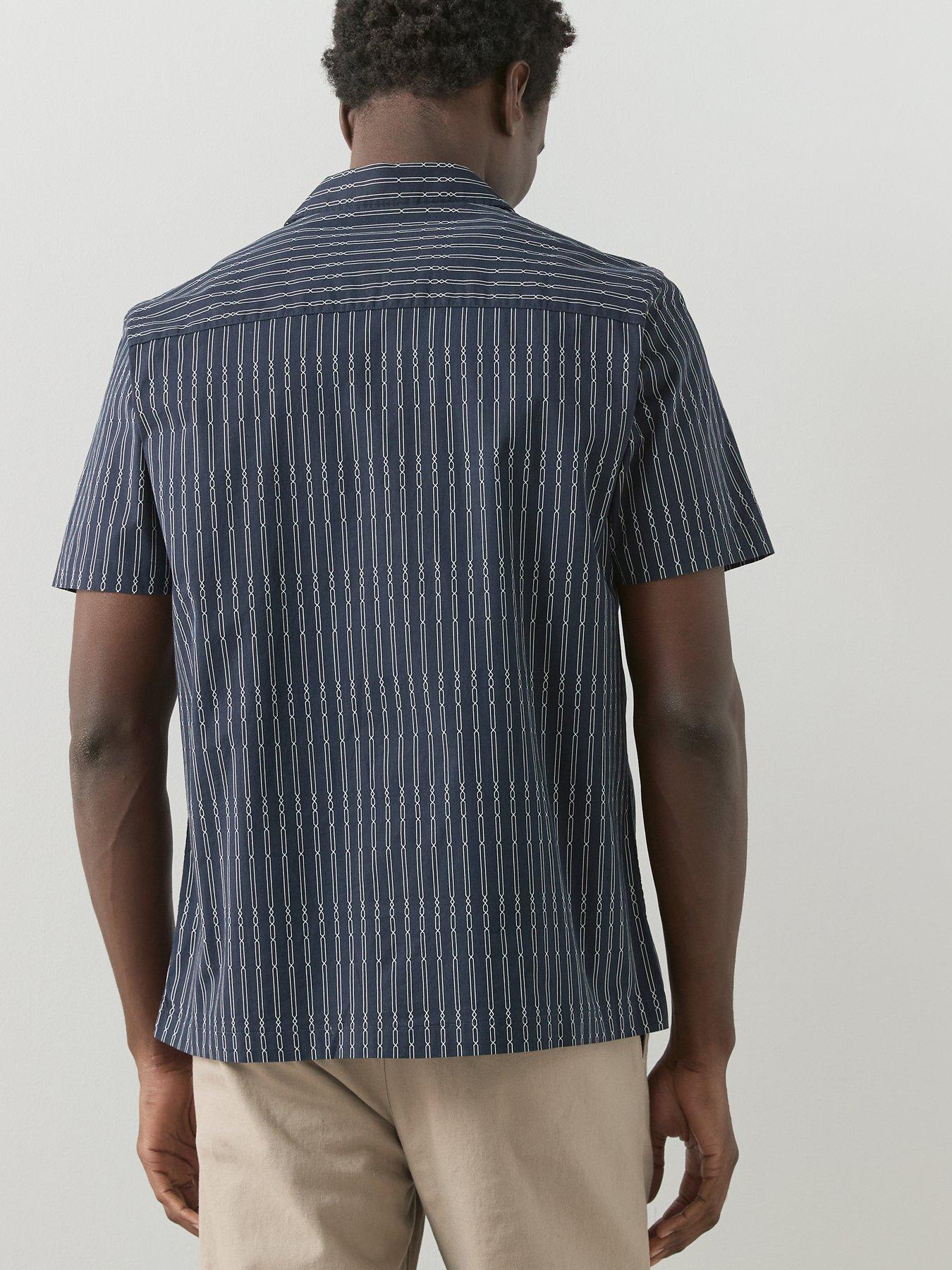 Image 2 of 7 of The Very Collection Printed Short Sleeve Shirt With Stretch - Navy