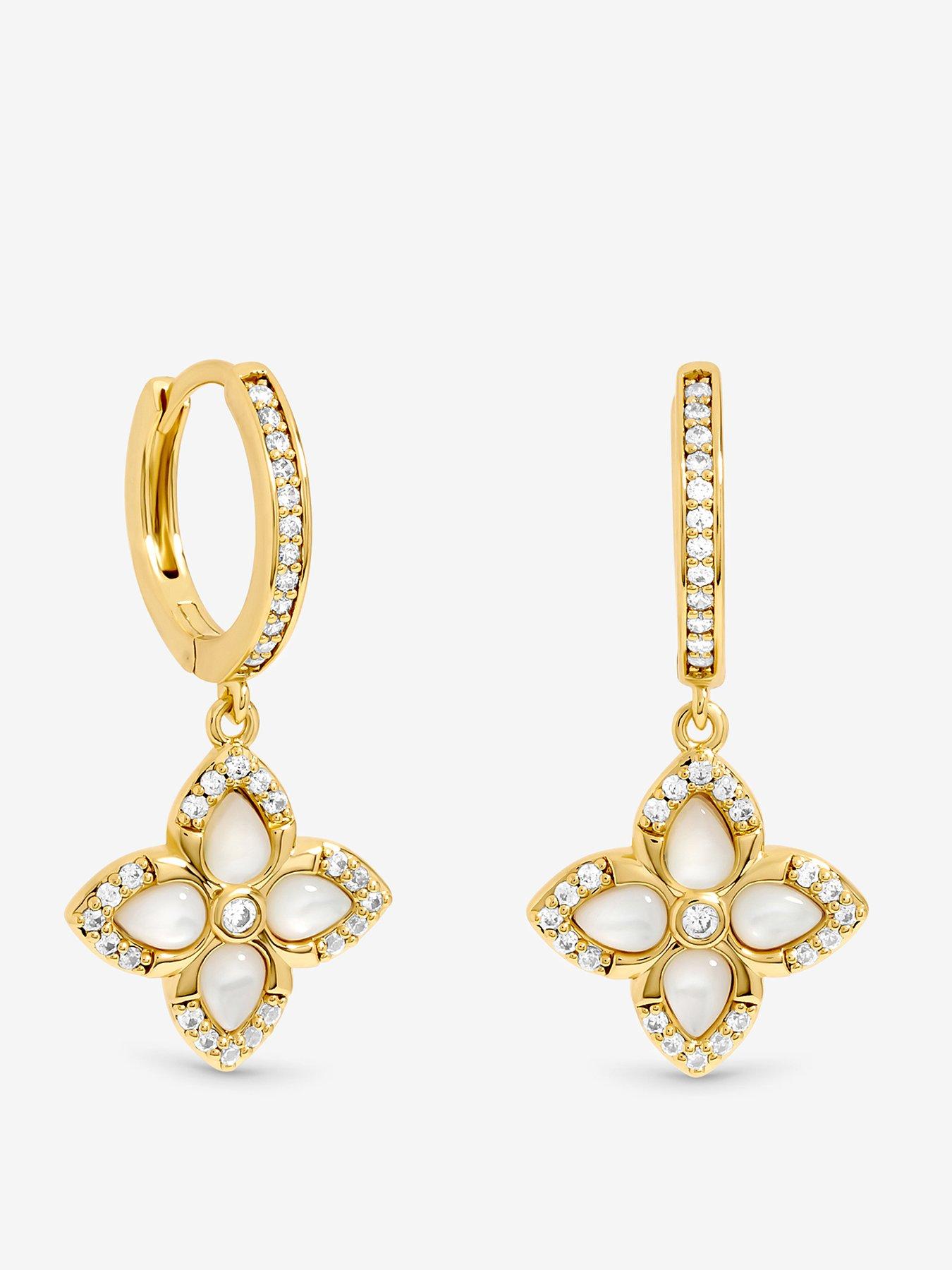Jon Richard Jon Richard 14K Gold Plated and Clover Earrings