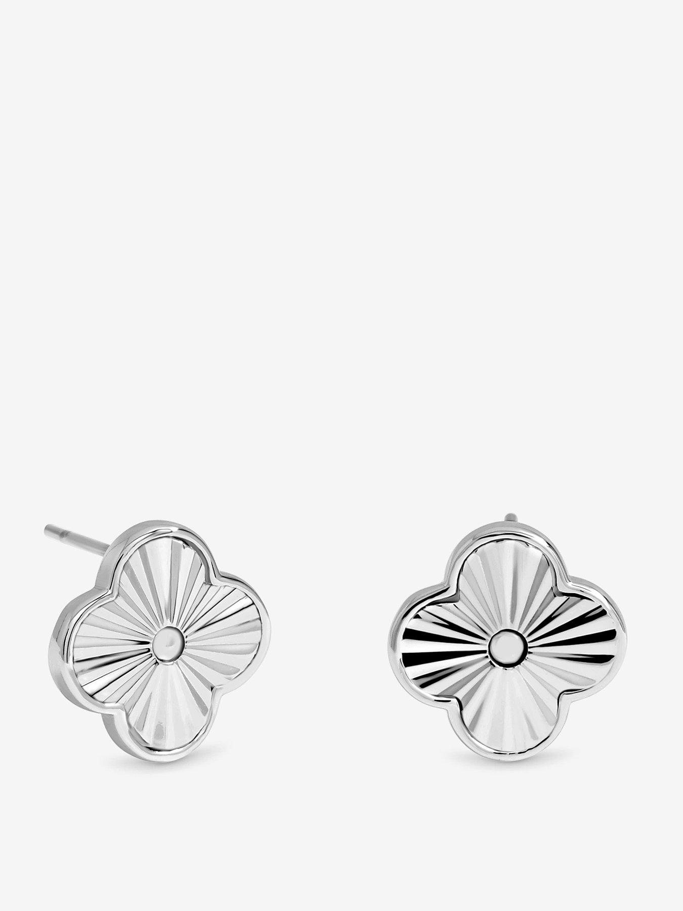 Jon Richard Jon Richard Silver Plated Diamond Cut Clover Earrings