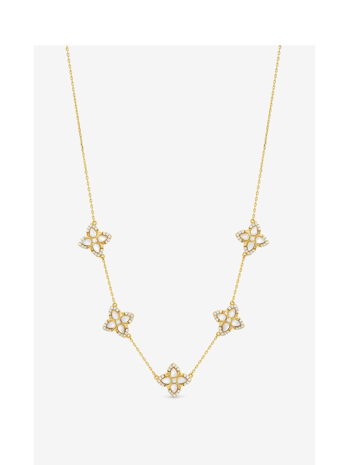 Jon Richard Jon Richard 14K Gold Plated and Mother of Pearl Clover Necklace