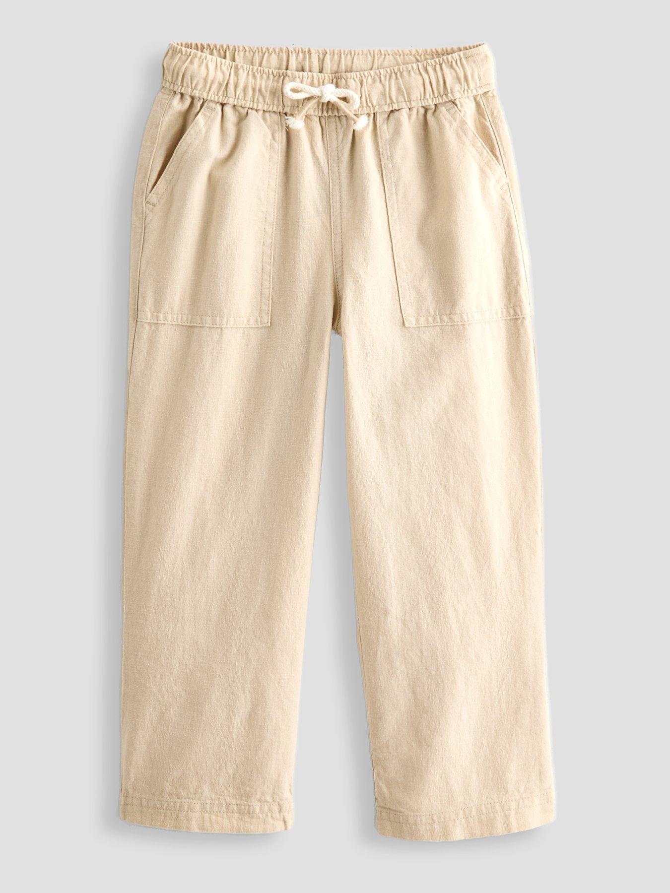 The Very Collection Boys Linen Look Trousers - Stone Beige