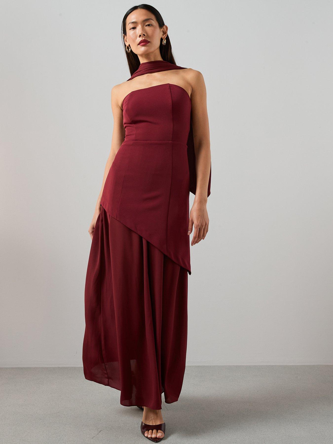 the-very-collection-scarf-bandeau-midaxi-dress-dark-red