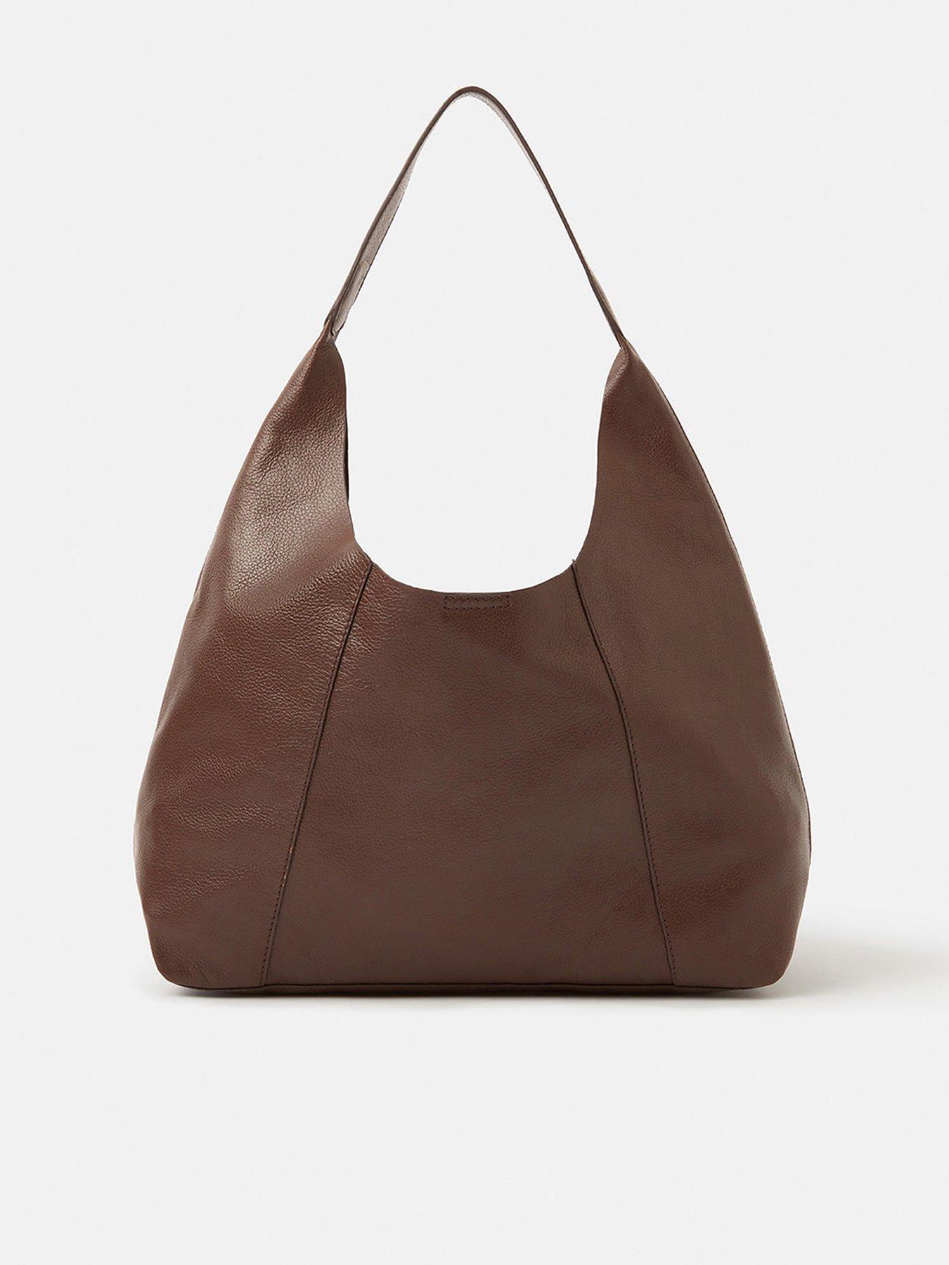 Image 1 of 5 of Accessorize Slouchy Leather Shoulder Bag - Brown