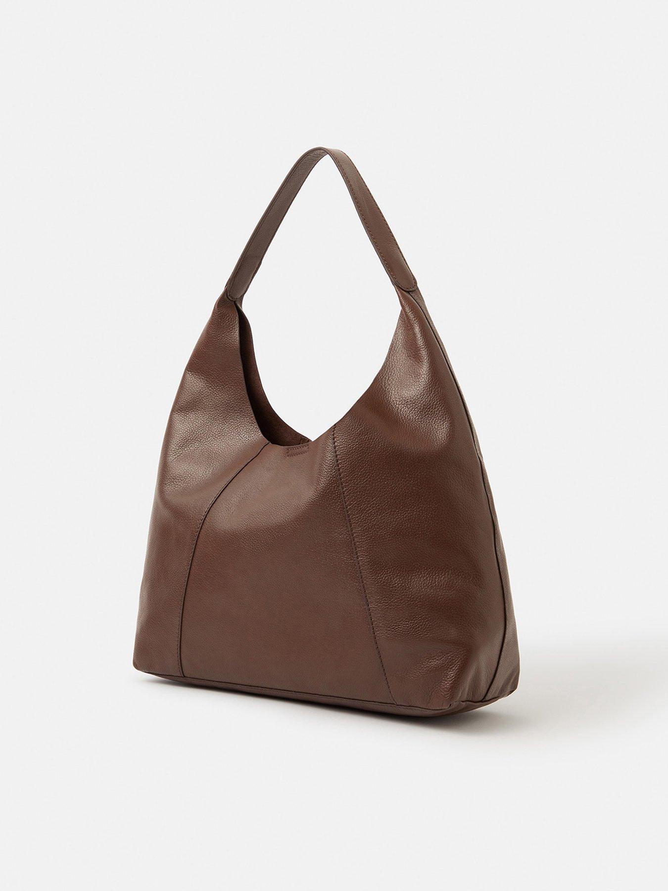 Image 3 of 5 of Accessorize Slouchy Leather Shoulder Bag - Brown