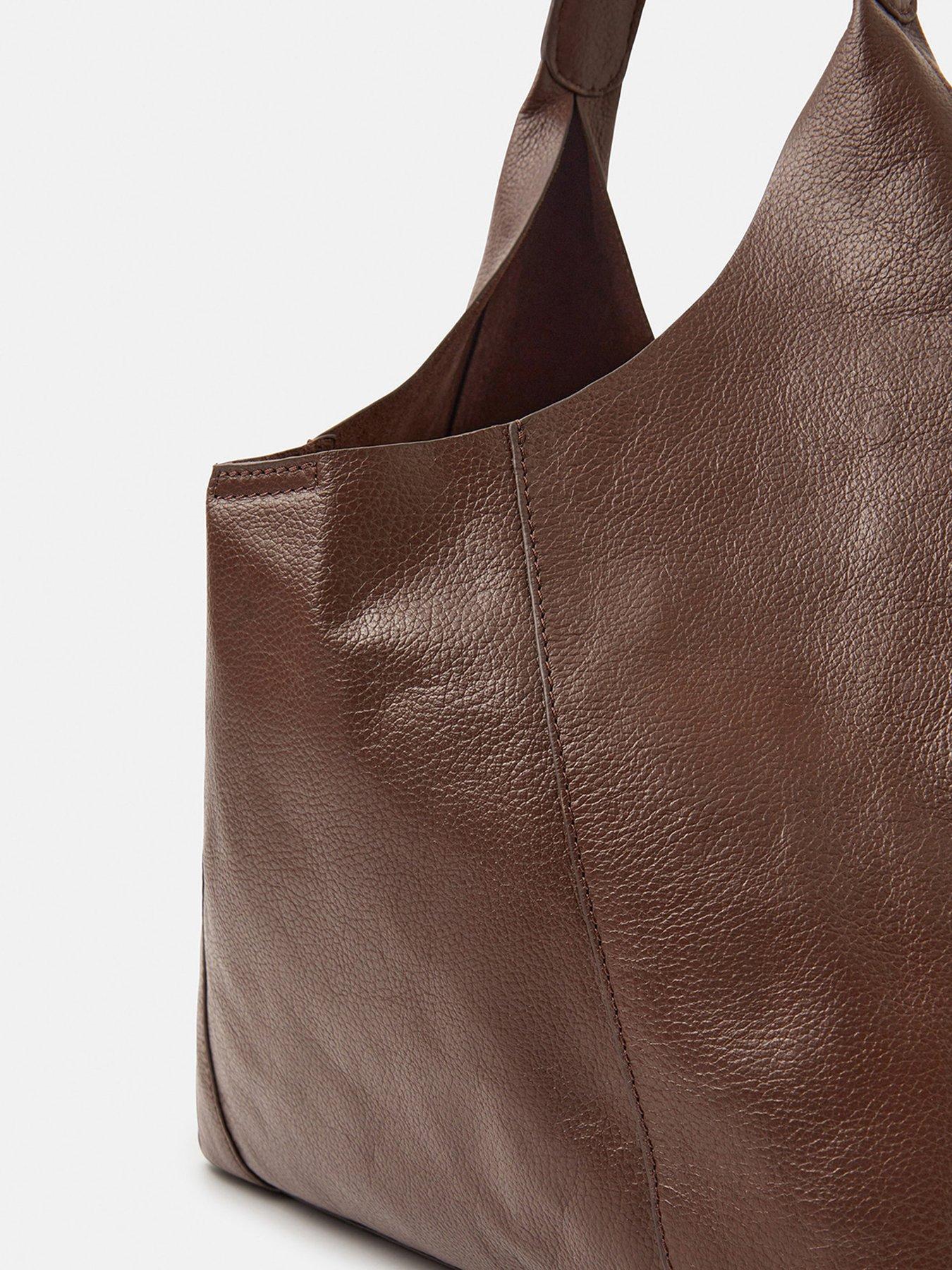 Image 5 of 5 of Accessorize Slouchy Leather Shoulder Bag - Brown