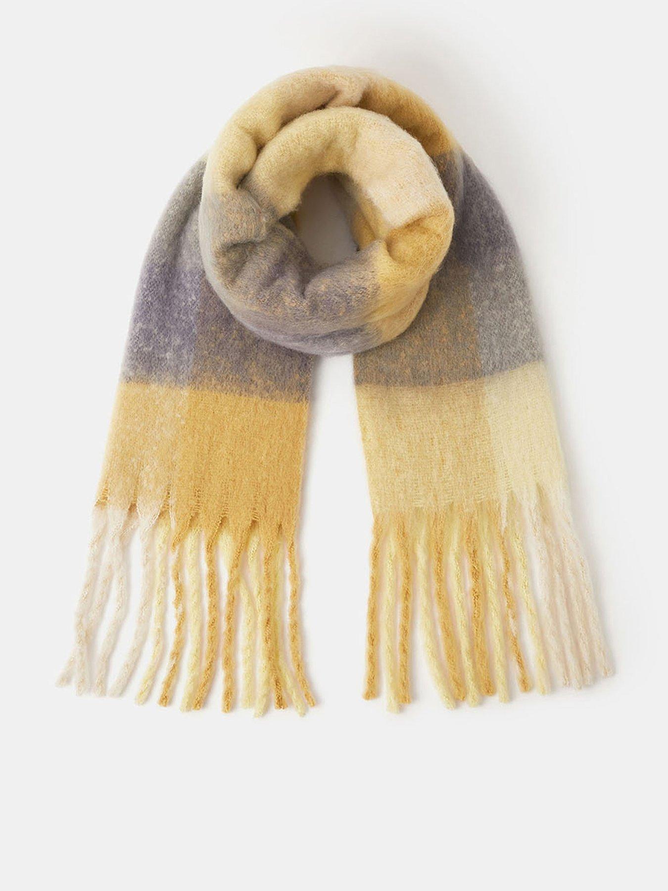 Image 1 of 3 of Accessorize Check Superfluffy Scarf - Yellow