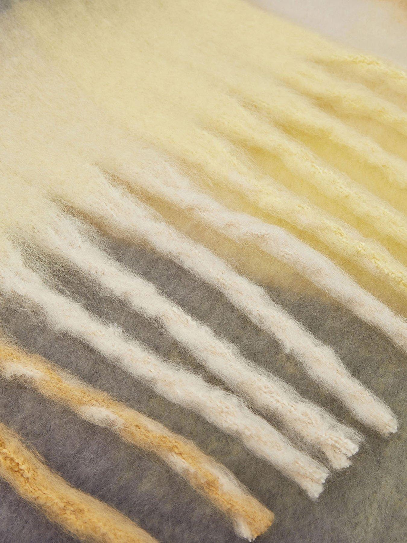 Image 3 of 3 of Accessorize Check Superfluffy Scarf - Yellow