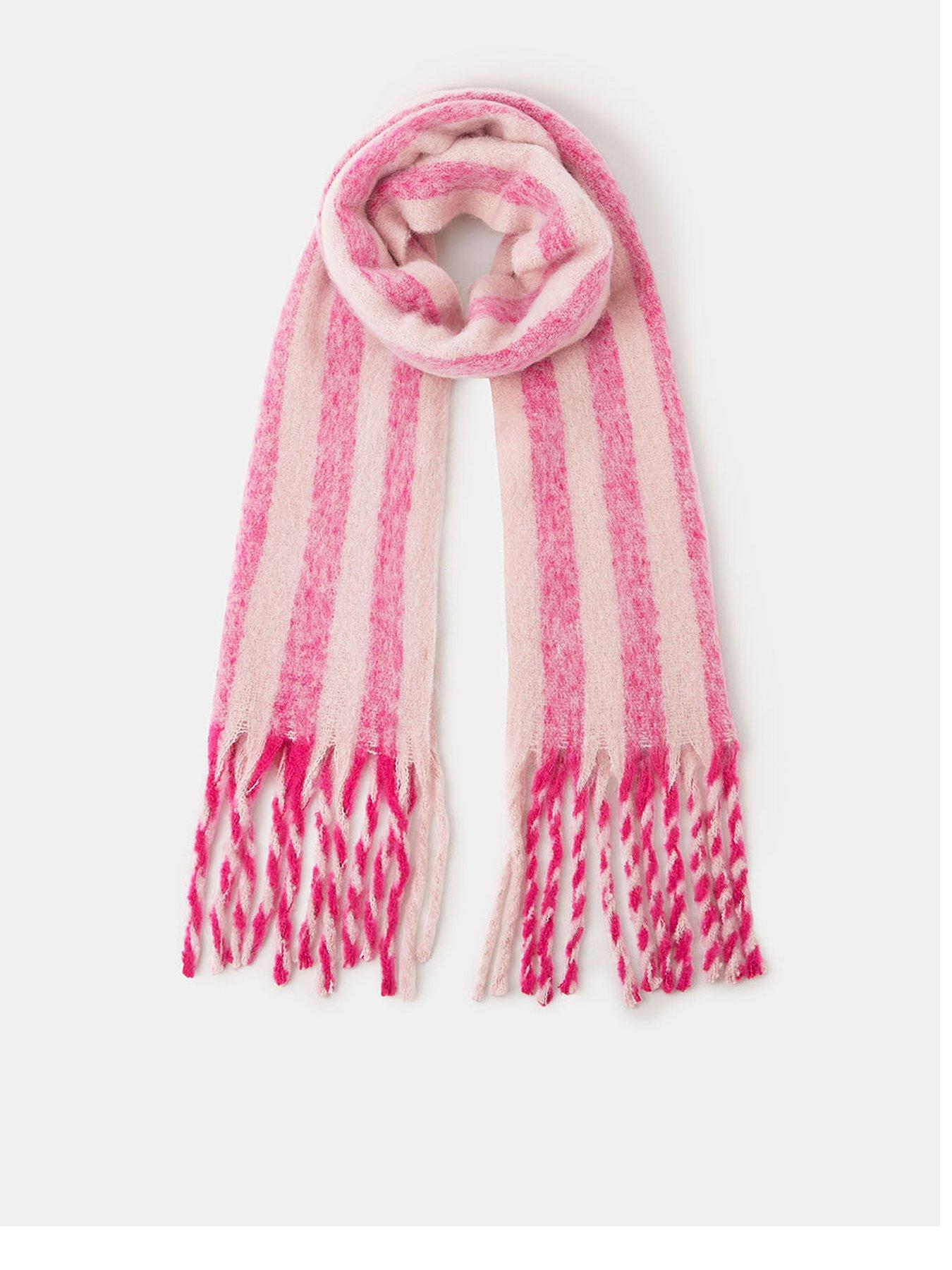 Accessorize Stripe Super Fluffy Scarf - Pink