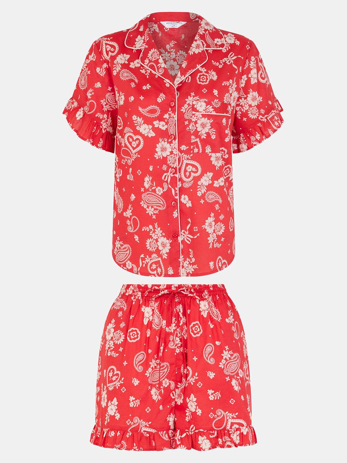 Accessorize Paisley Heart Print Short Pyjamas Set - Red