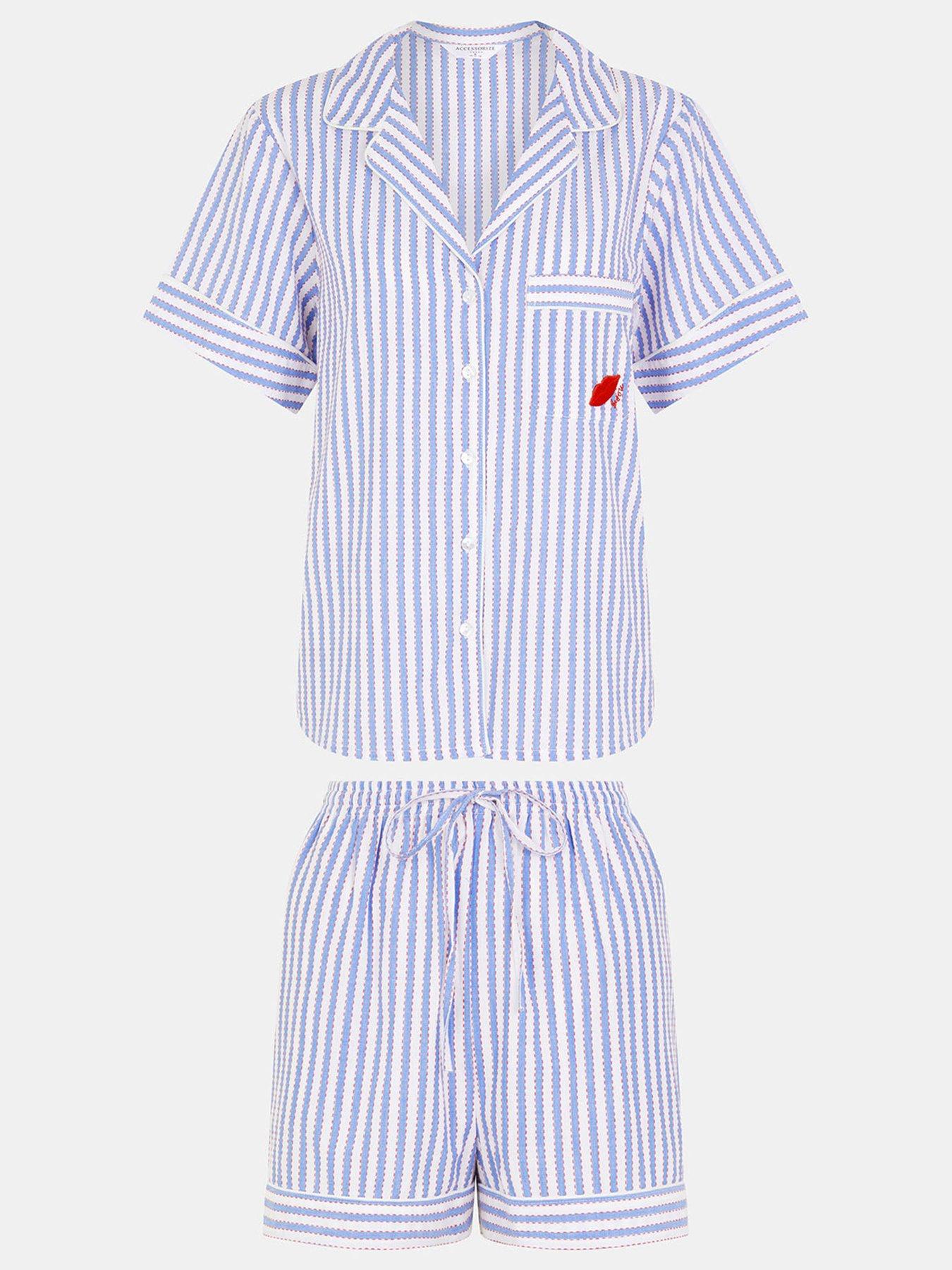 Accessorize Stripe Short Pyjamas Set - Blue