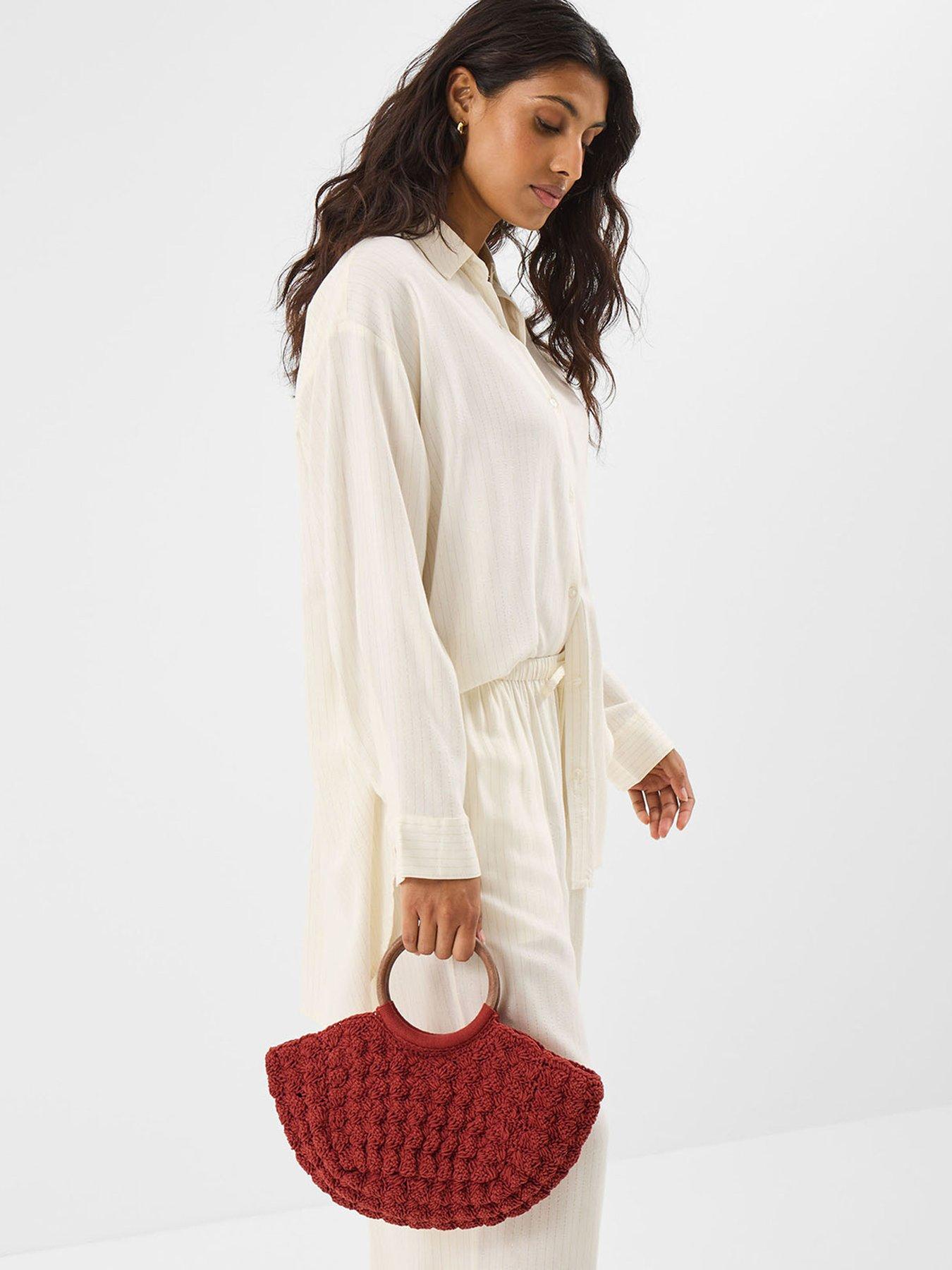 Image 2 of 5 of Accessorize Wooden Macrame Handheld Bag- Orange