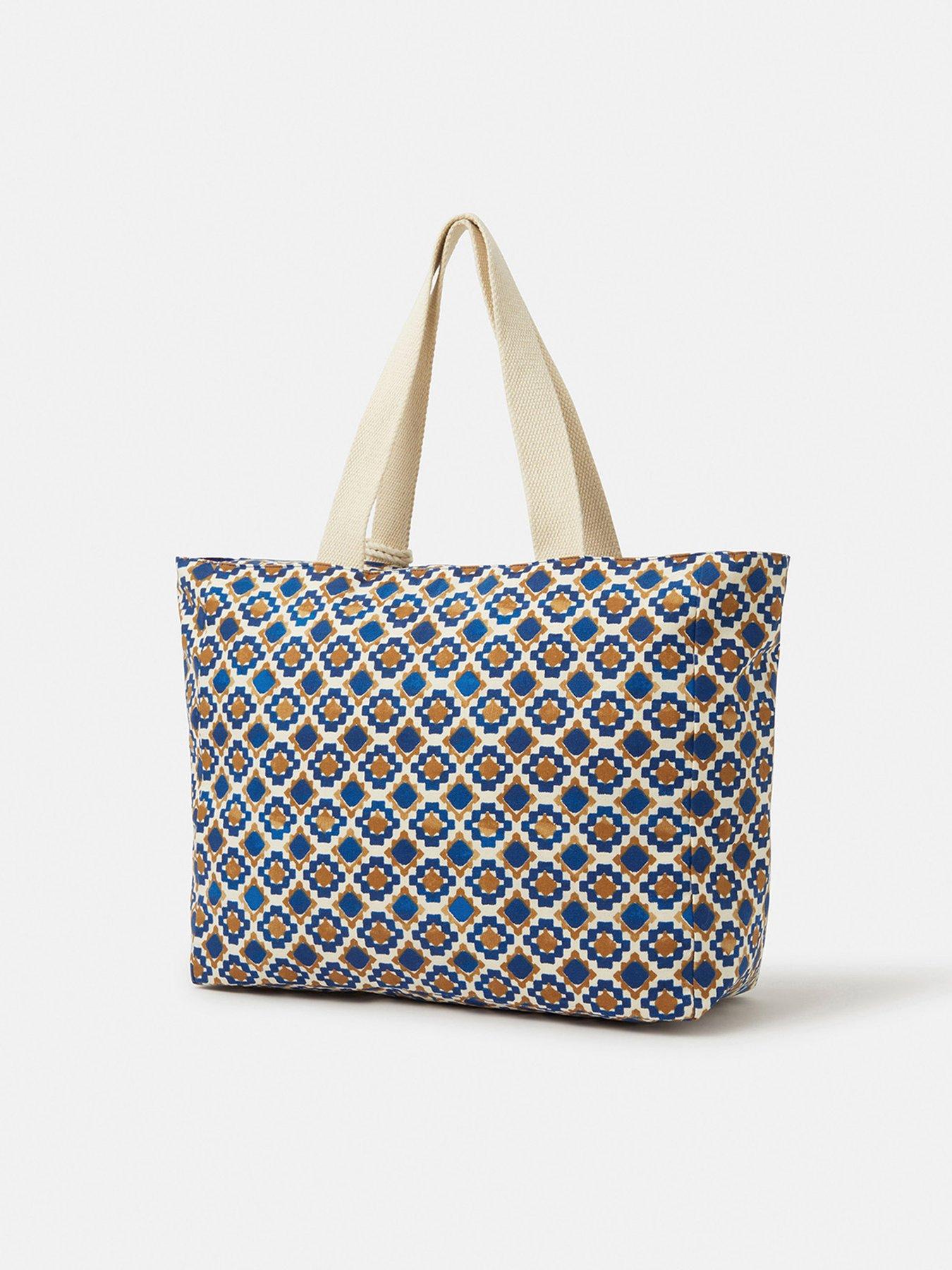 Image 3 of 5 of Accessorize Tile Print Beach Tote Bag - Blue