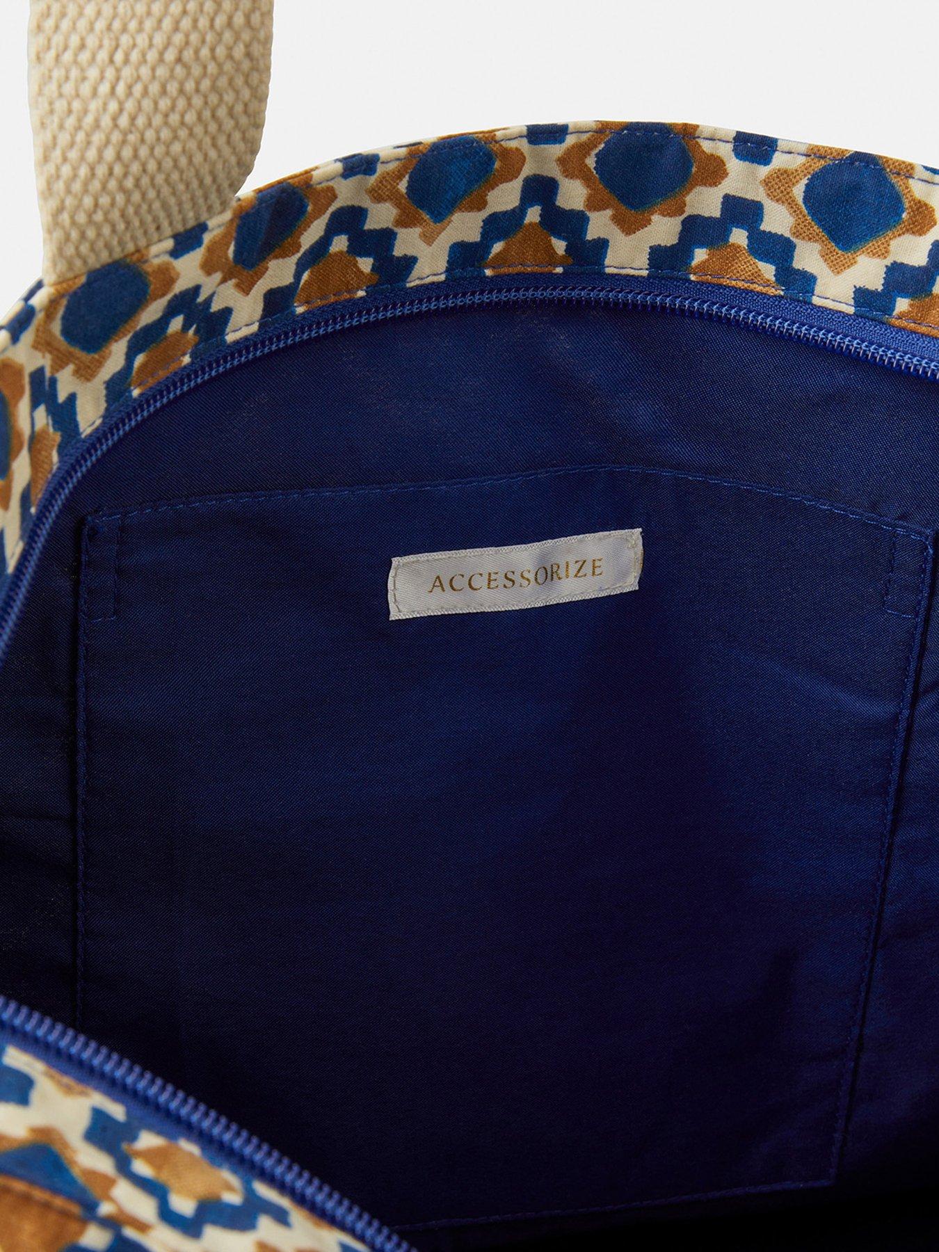 Image 4 of 5 of Accessorize Tile Print Beach Tote Bag - Blue