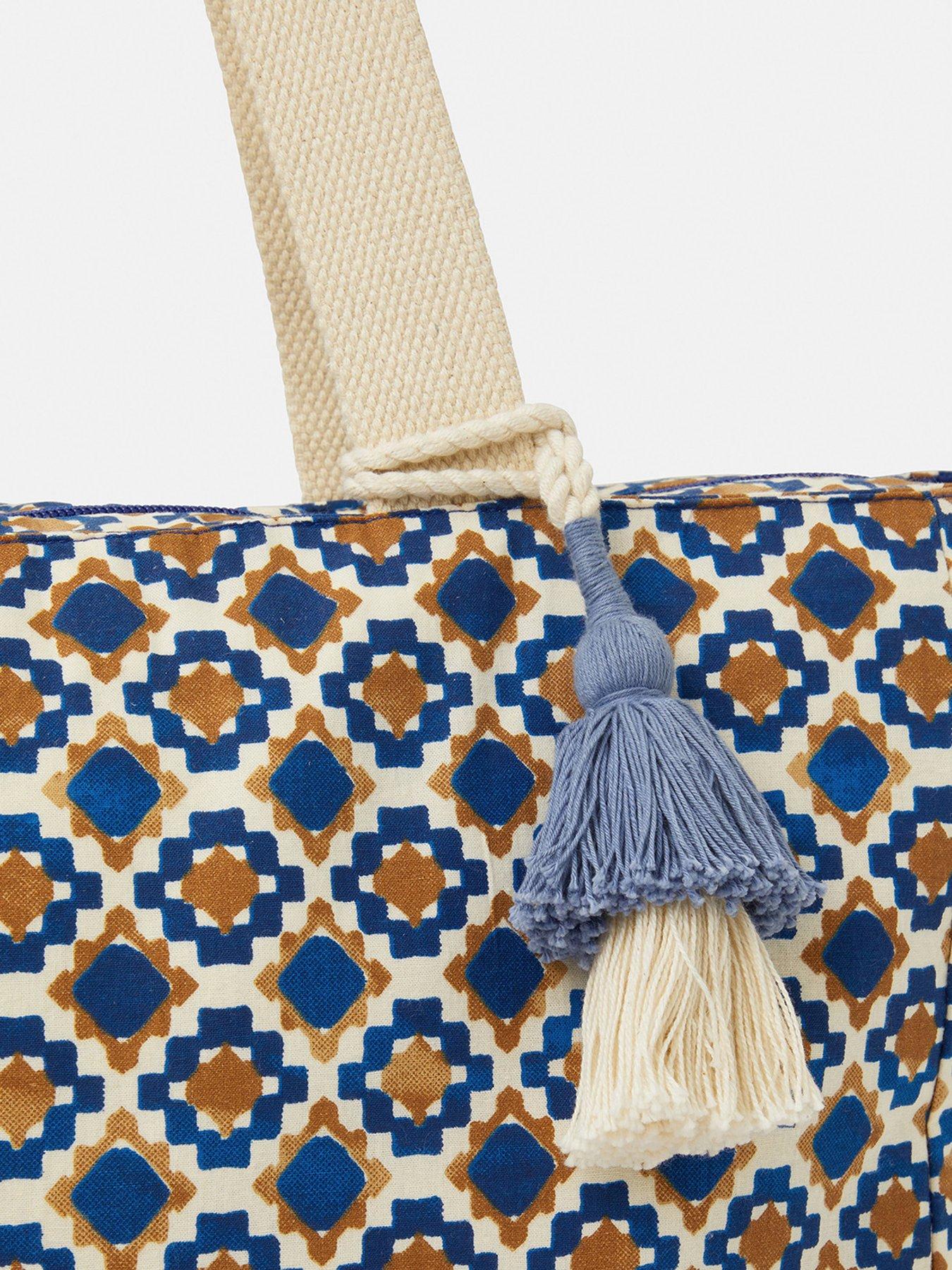 Image 5 of 5 of Accessorize Tile Print Beach Tote Bag - Blue