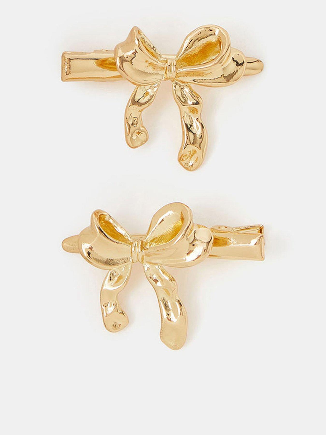 Image 1 of 3 of Accessorize 2 X Bow Clips - Gold
