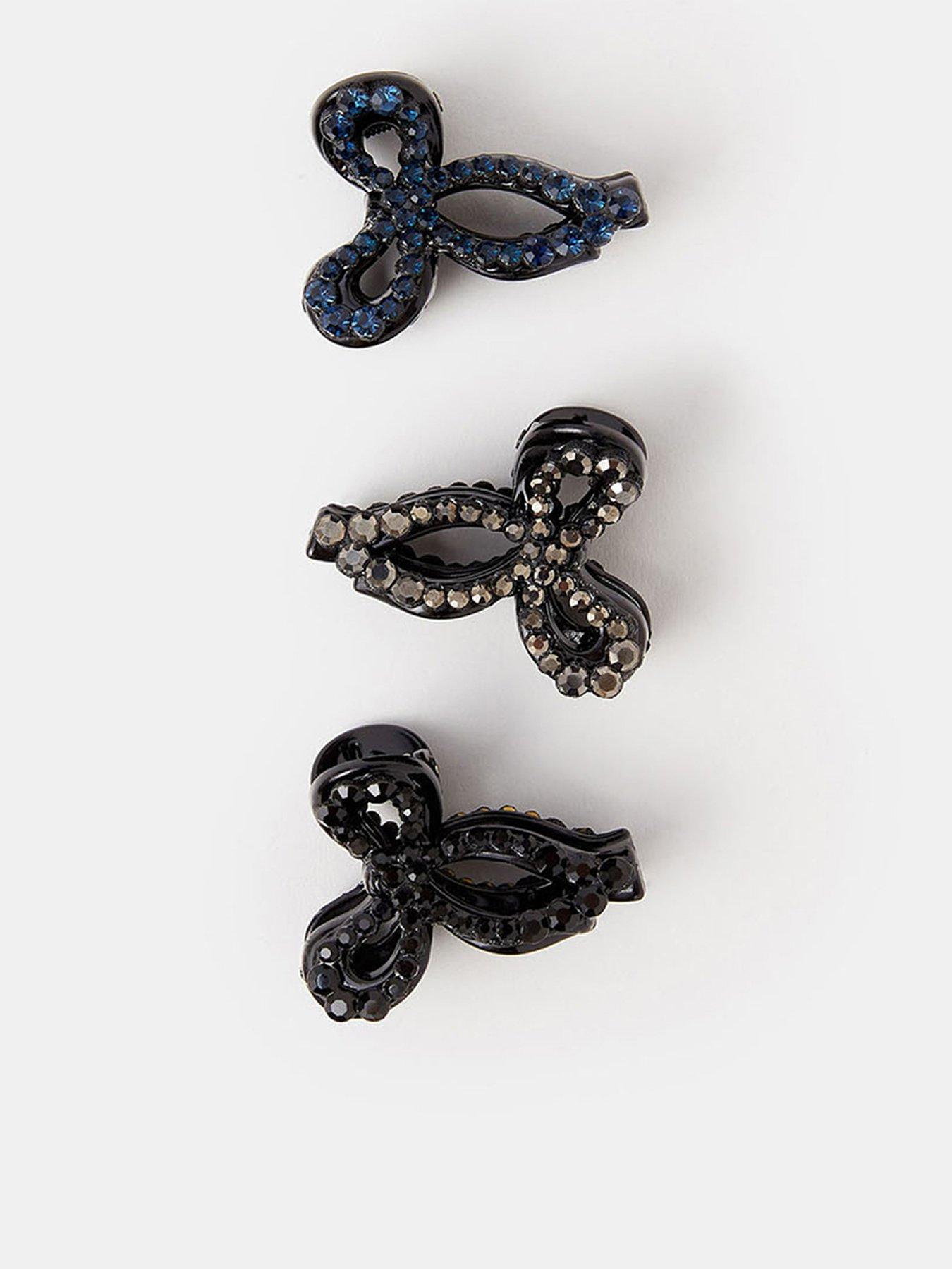Accessorize 3 X Gem Mini Bow Claw Clip - Multi