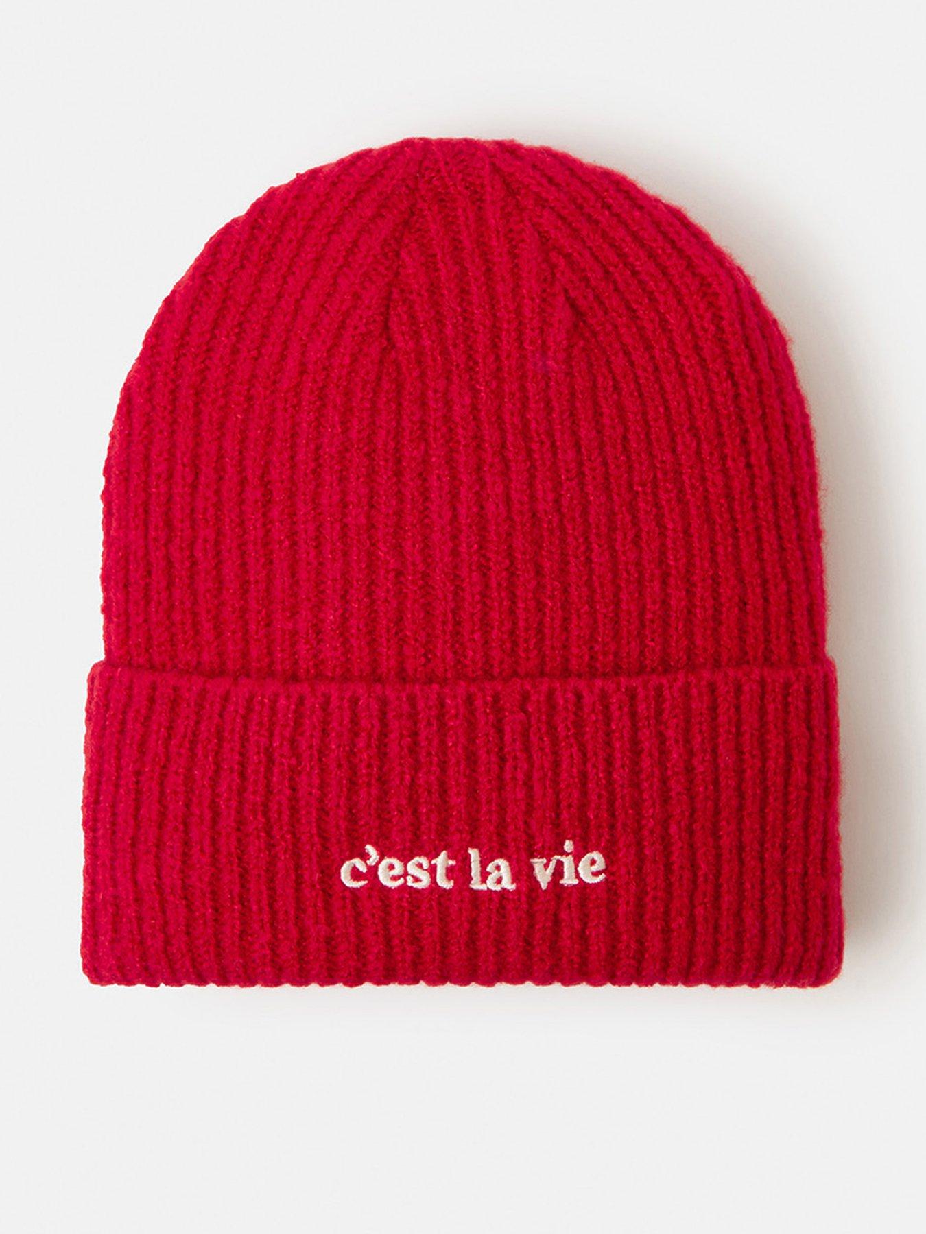 accessorize-cest-la-vie-beanie-hat-red