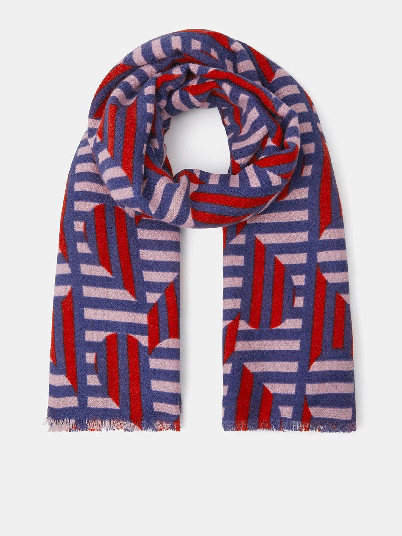 Image 1 of 2 of Accessorize Lightweight Heart Stripe Scarf - Blue