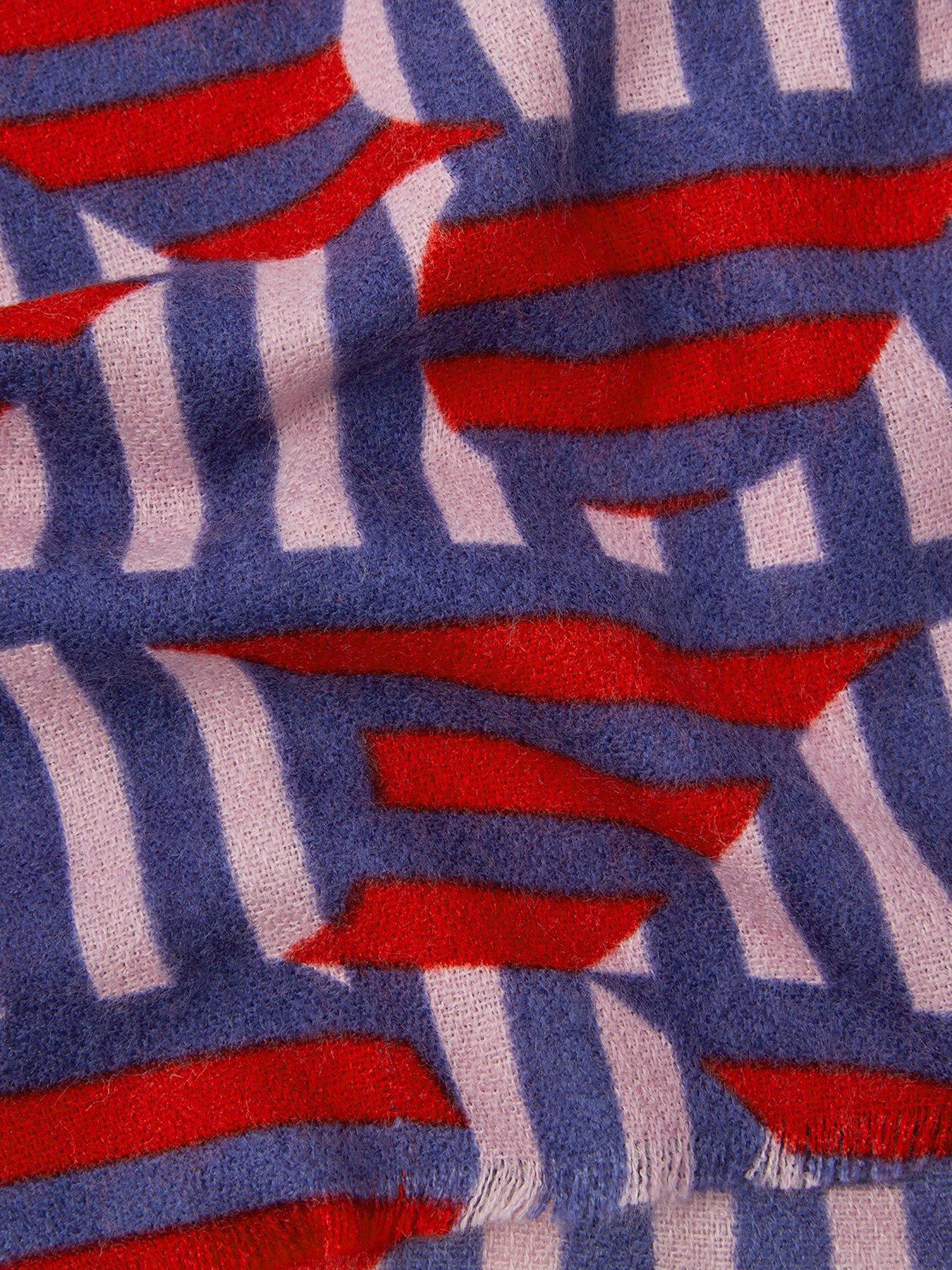 Image 2 of 2 of Accessorize Lightweight Heart Stripe Scarf - Blue