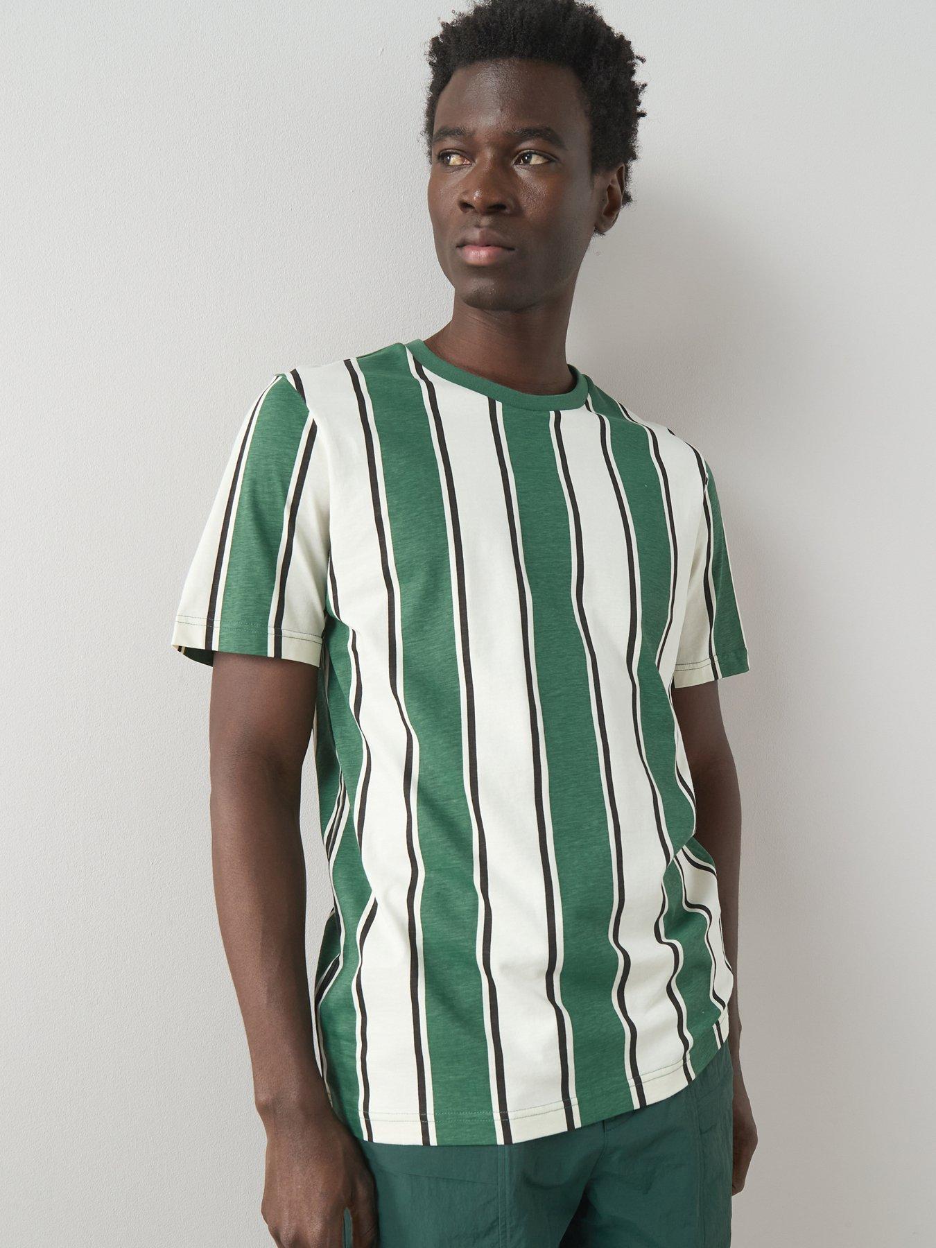 The Very Collection Pure Cotton Stripe T-Shirt - Green  &  White