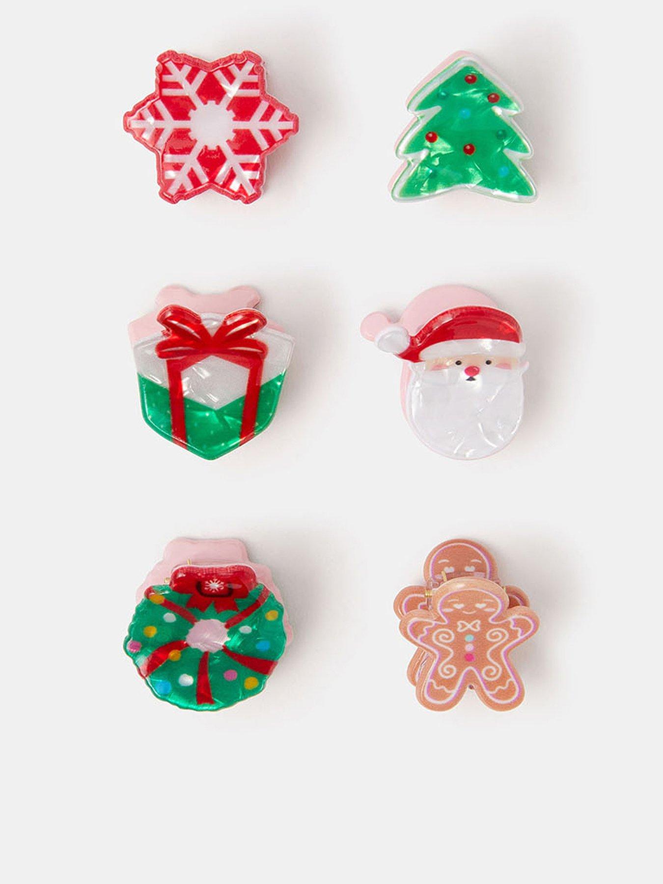 Image 1 of 2 of Accessorize 6 X Mini Christmas Clips - Multi