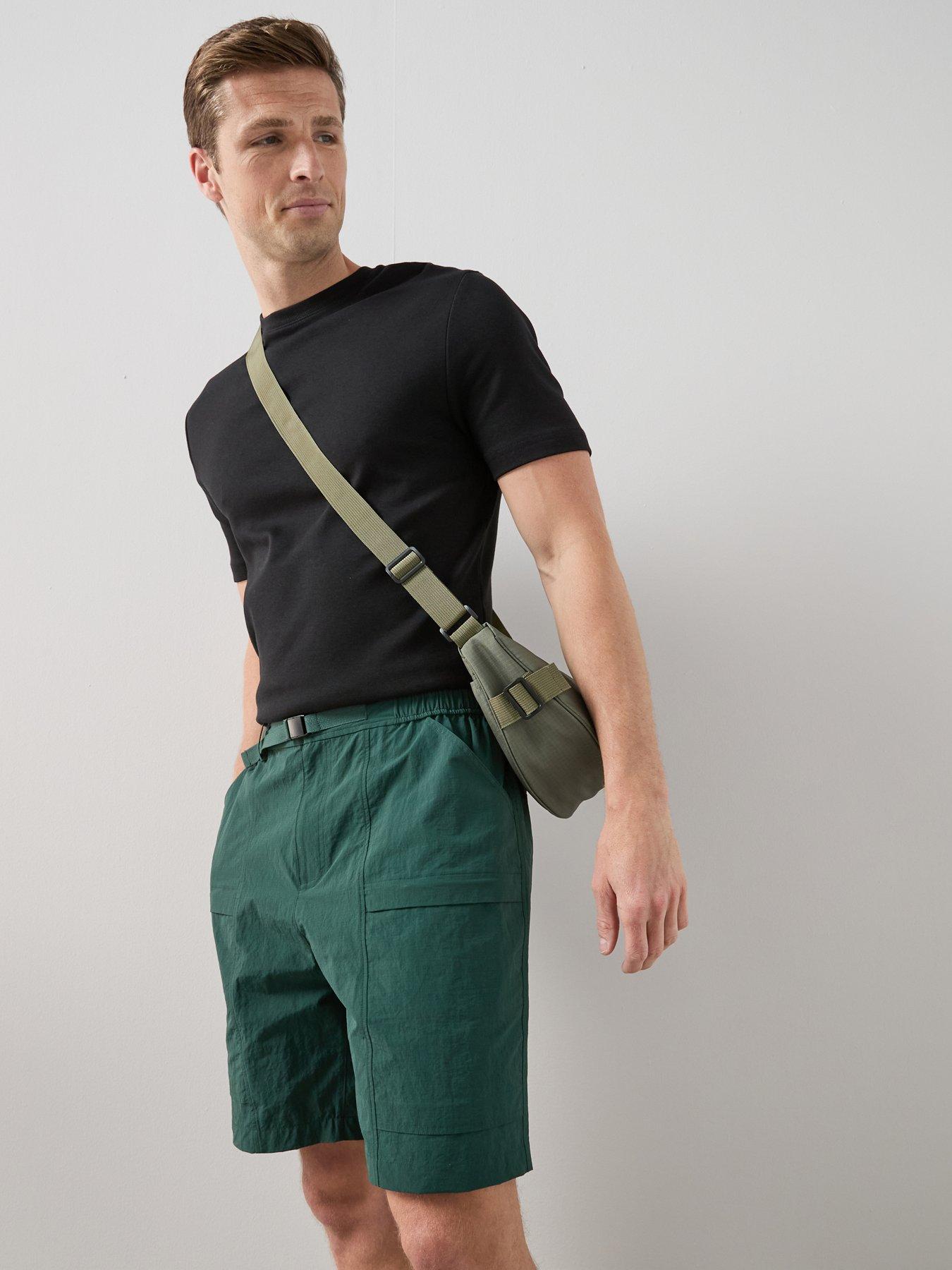the-very-collection-tech-double-pocket-cargo-shorts-greenfront