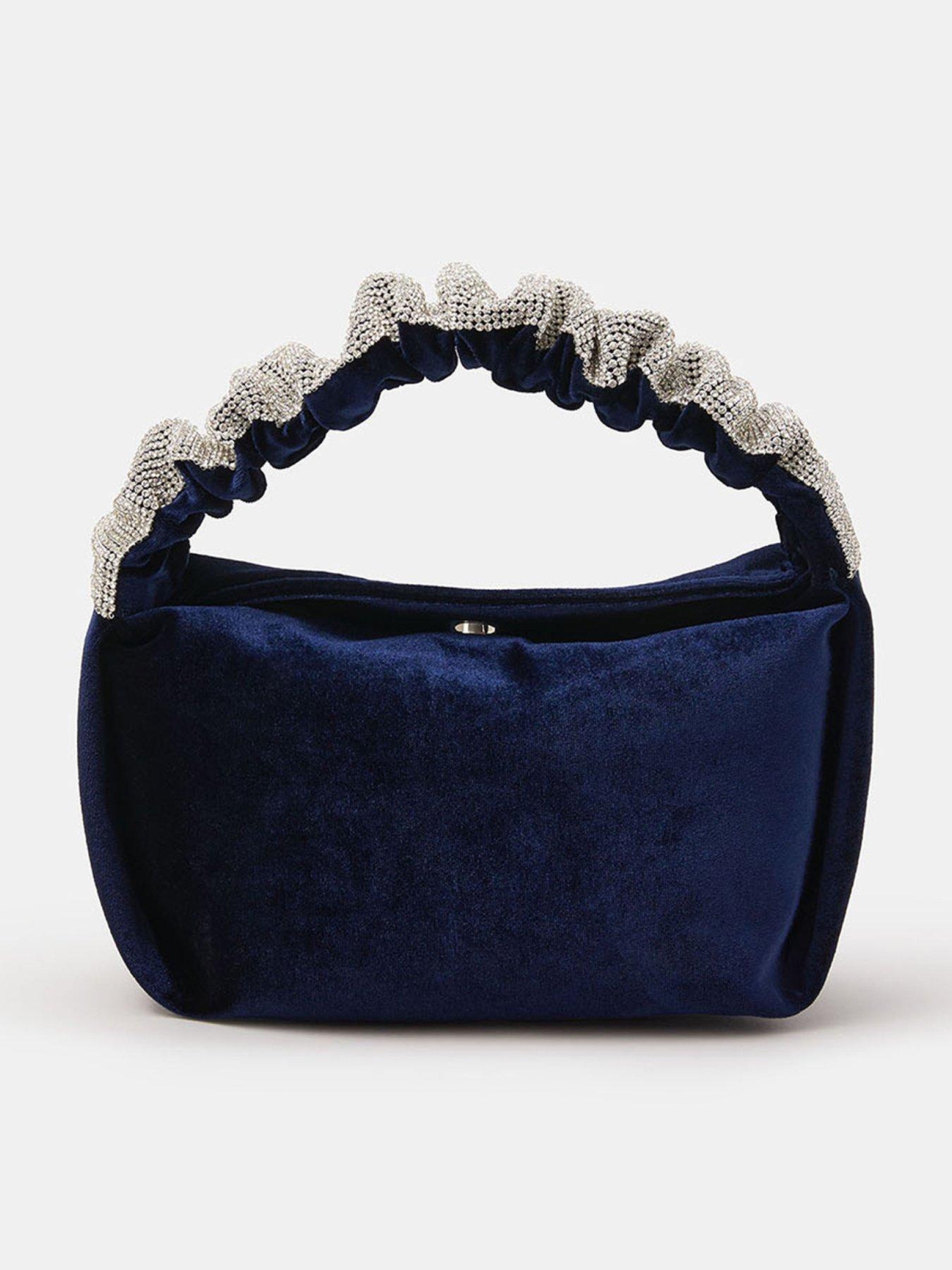 Image 1 of 4 of Accessorize Diamante Strap Handheld Bag - Blue