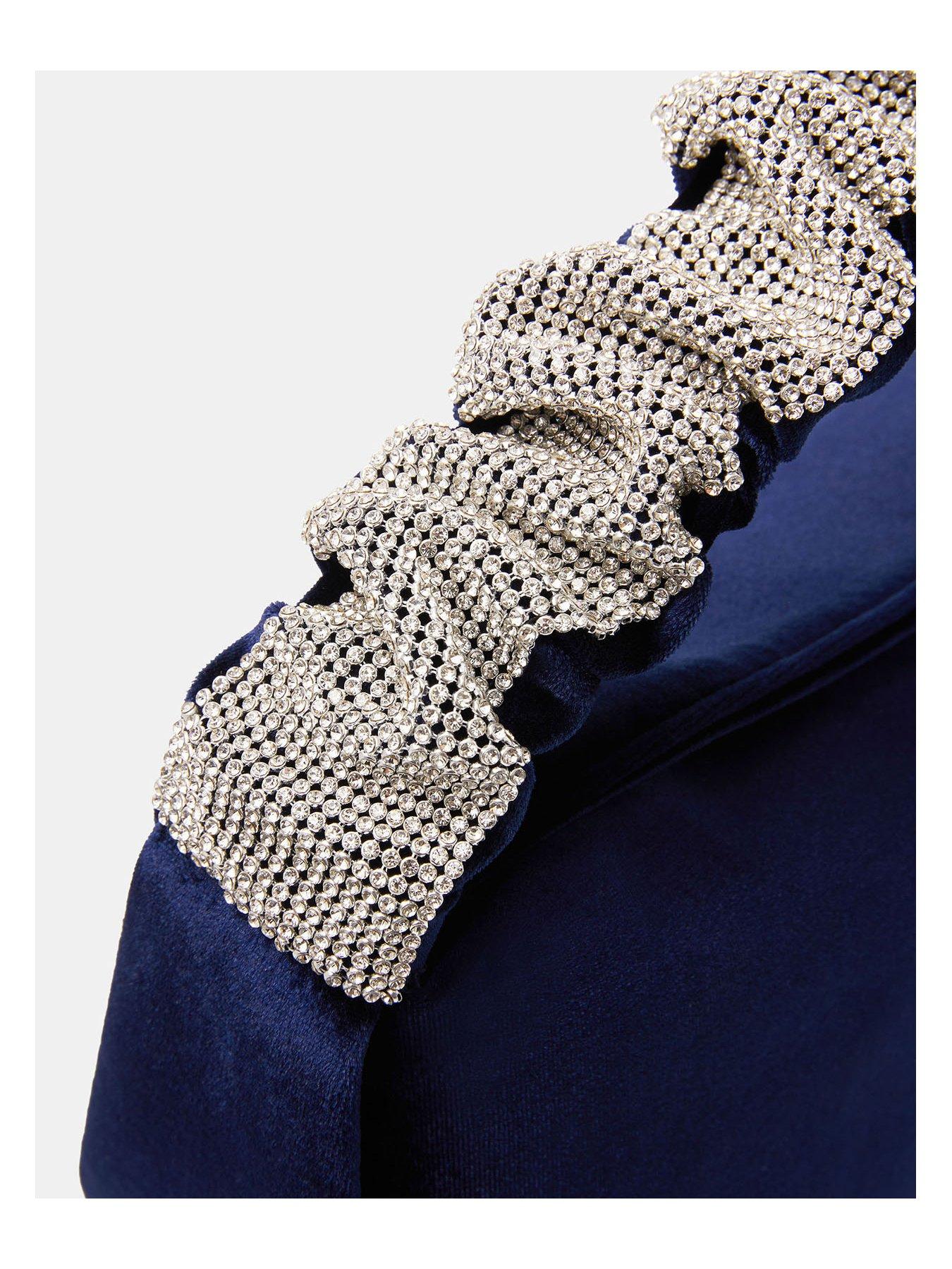 Image 3 of 4 of Accessorize Diamante Strap Handheld Bag - Blue