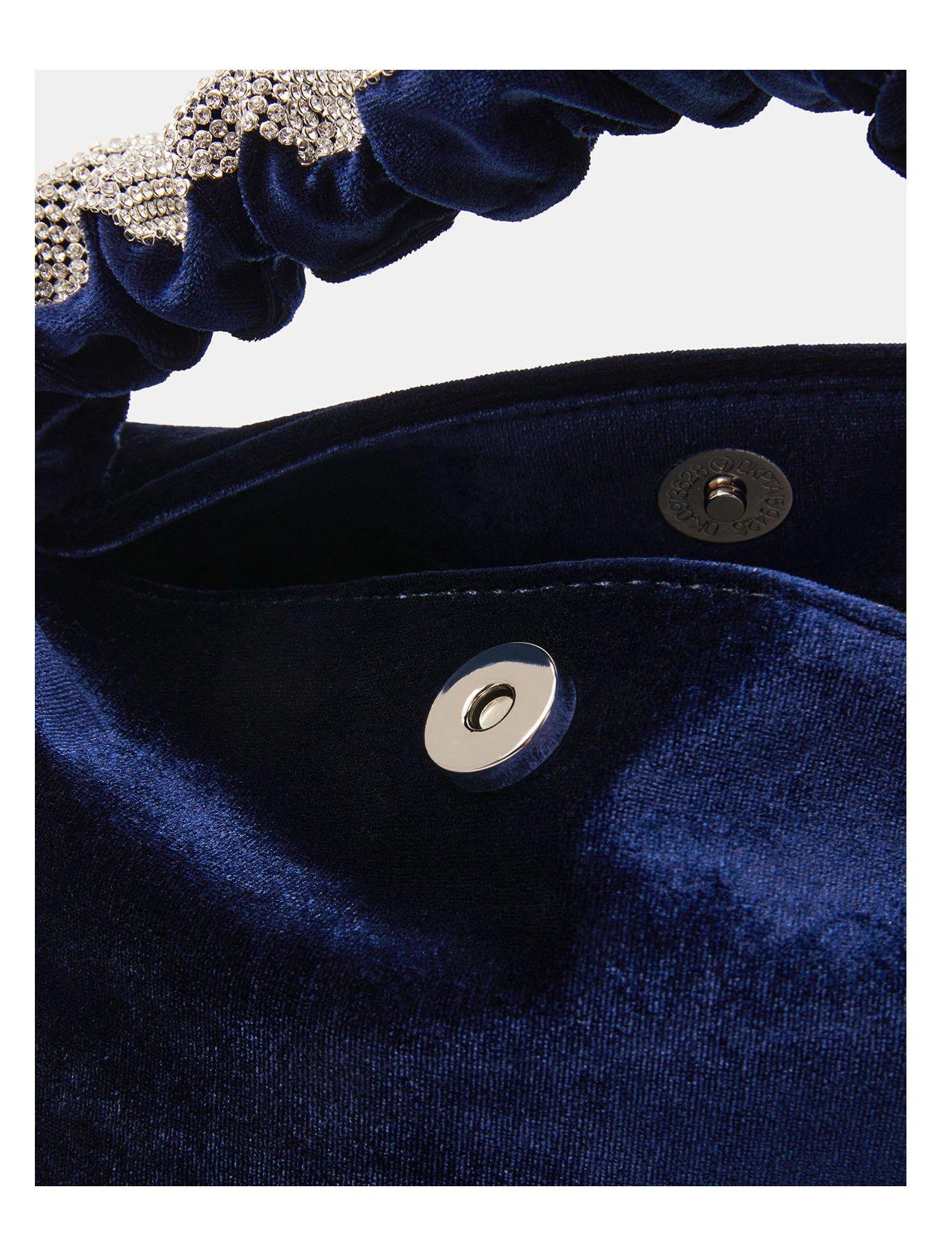 Image 4 of 4 of Accessorize Diamante Strap Handheld Bag - Blue