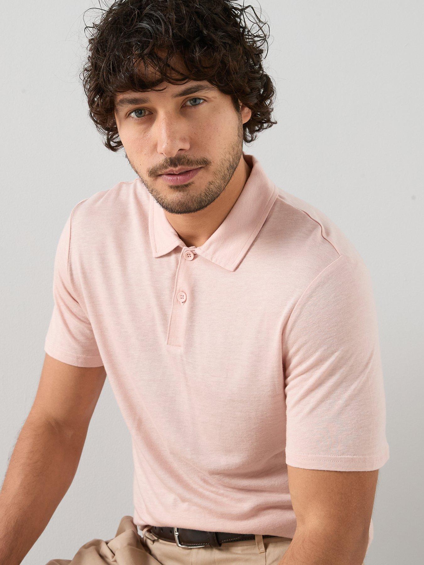 Image 1 of 7 of The Very Collection Linen Blend Polo - Pink