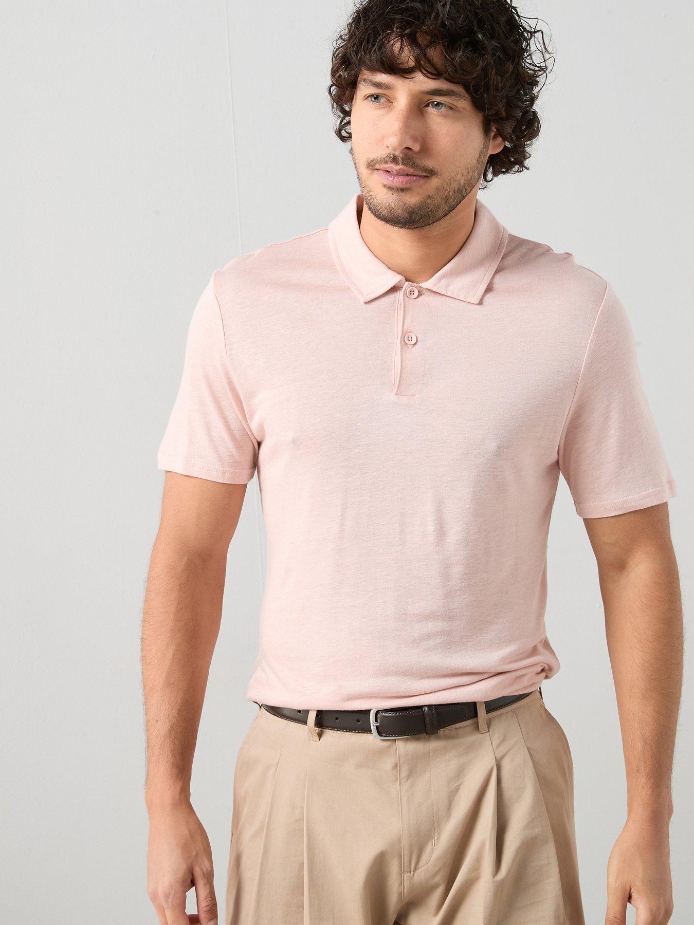 Image 5 of 7 of The Very Collection Linen Blend Polo - Pink