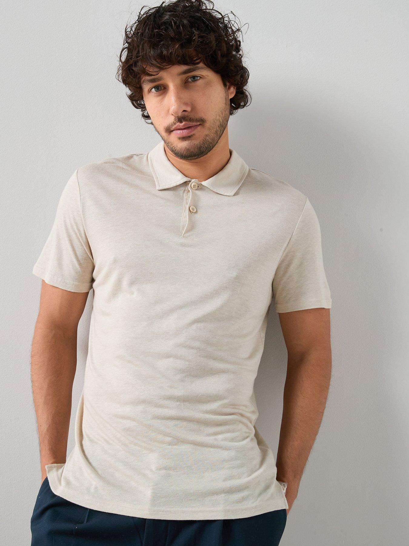 The Very Collection Linen Blend Polo Shirt - Stone