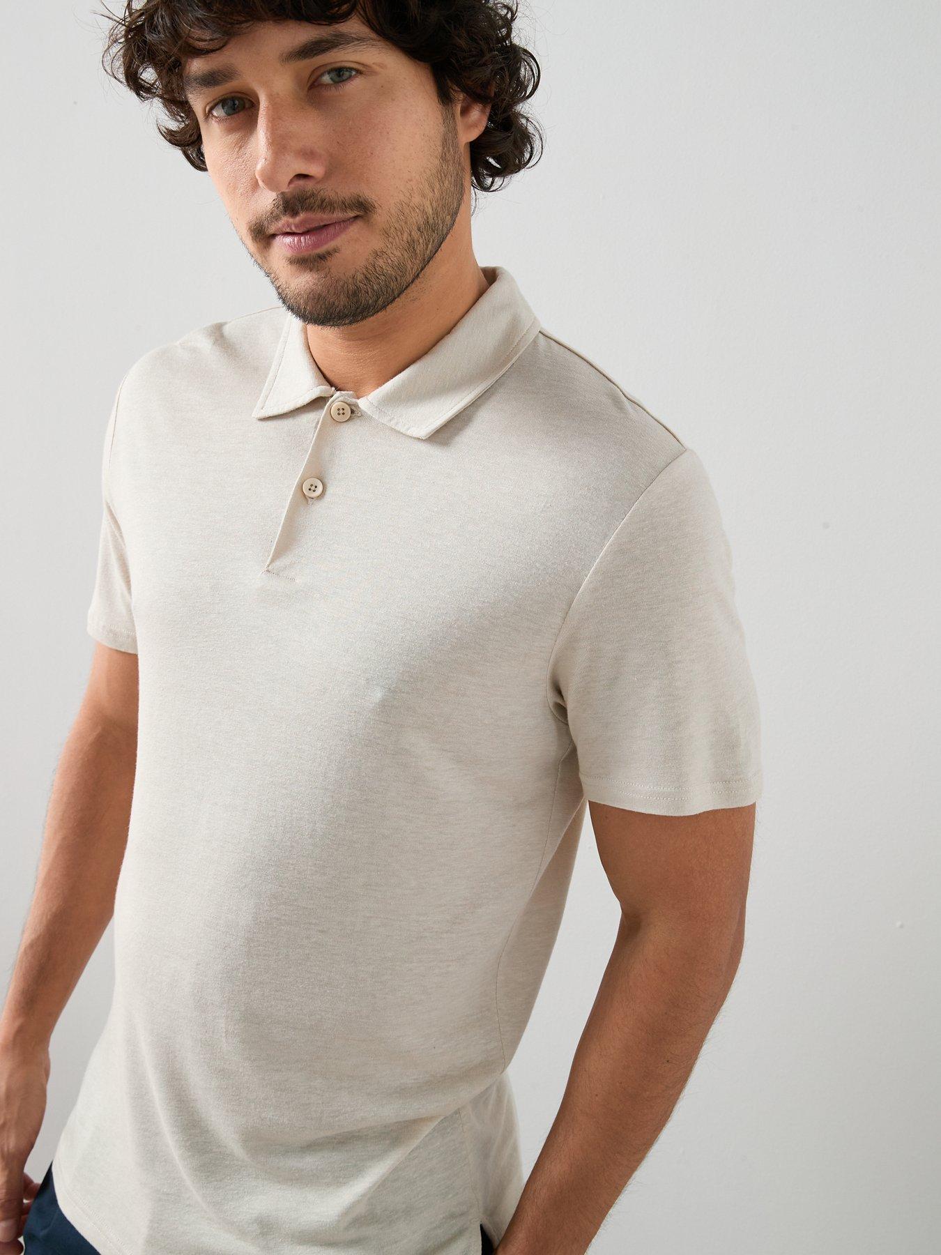 Image 4 of 7 of The Very Collection Linen Blend Polo - Stone