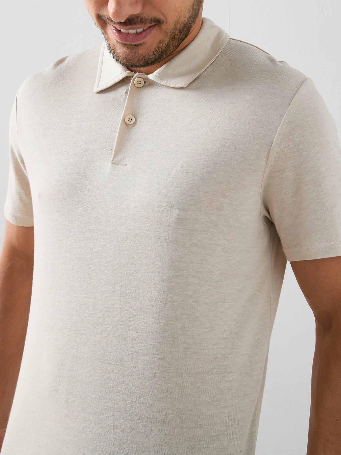 Image 5 of 7 of The Very Collection Linen Blend Polo - Stone