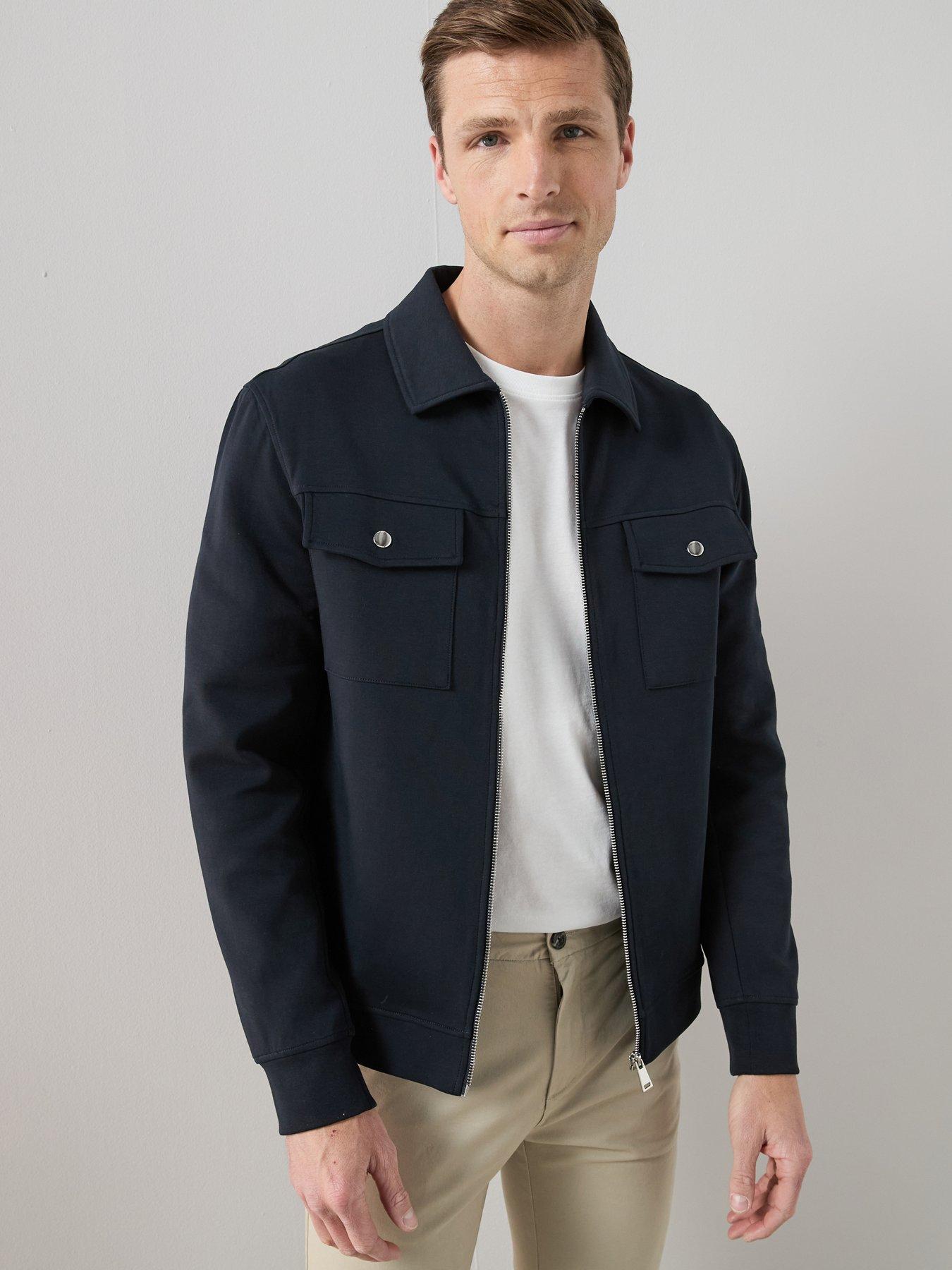 Image 1 of 6 of The Very Collection Cotton Rich Jersey Zip Through Jacket - Navy