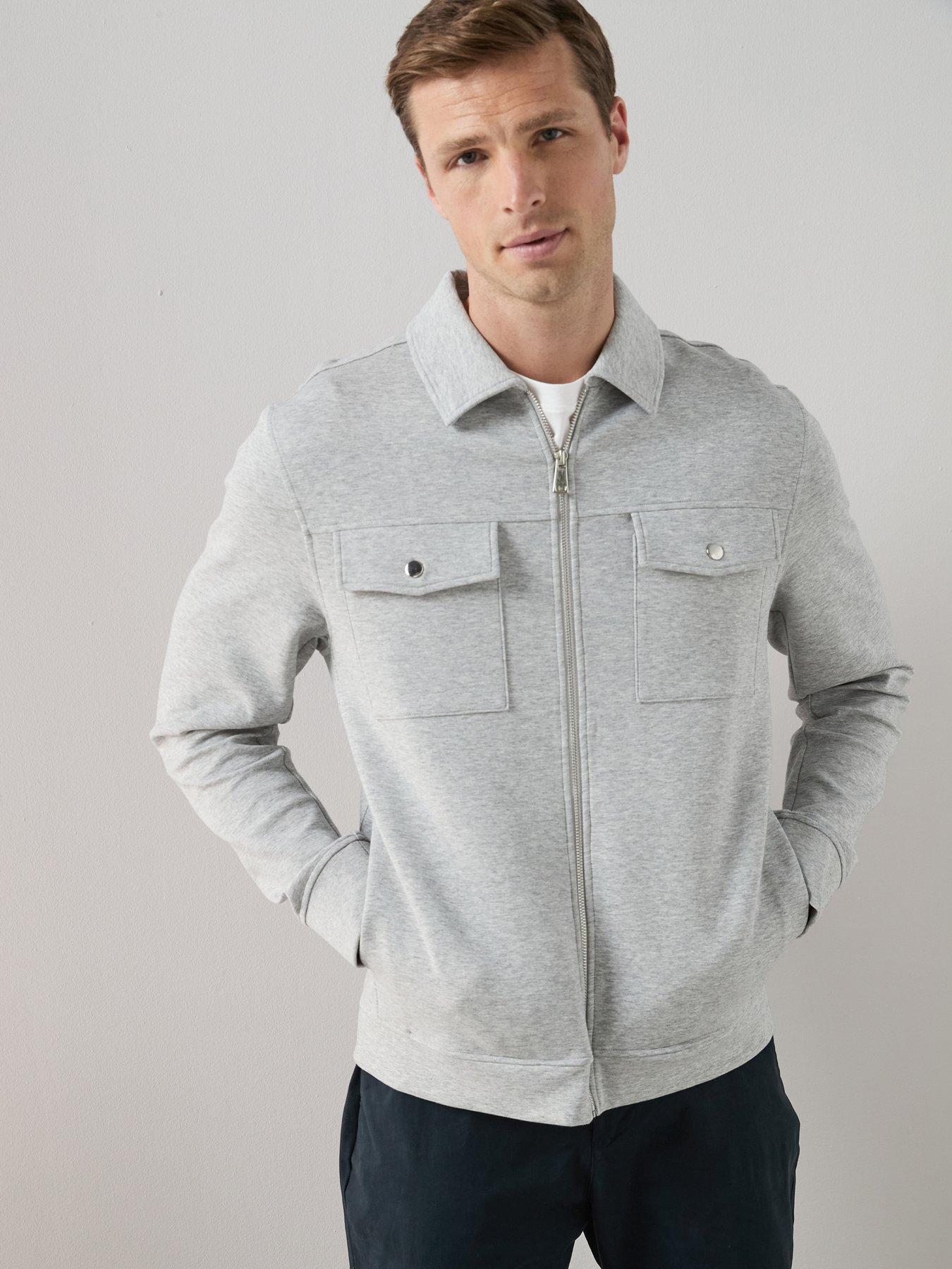 The Very Collection Cotton Rich Jersey Zip Through Jacket - Grey Marl