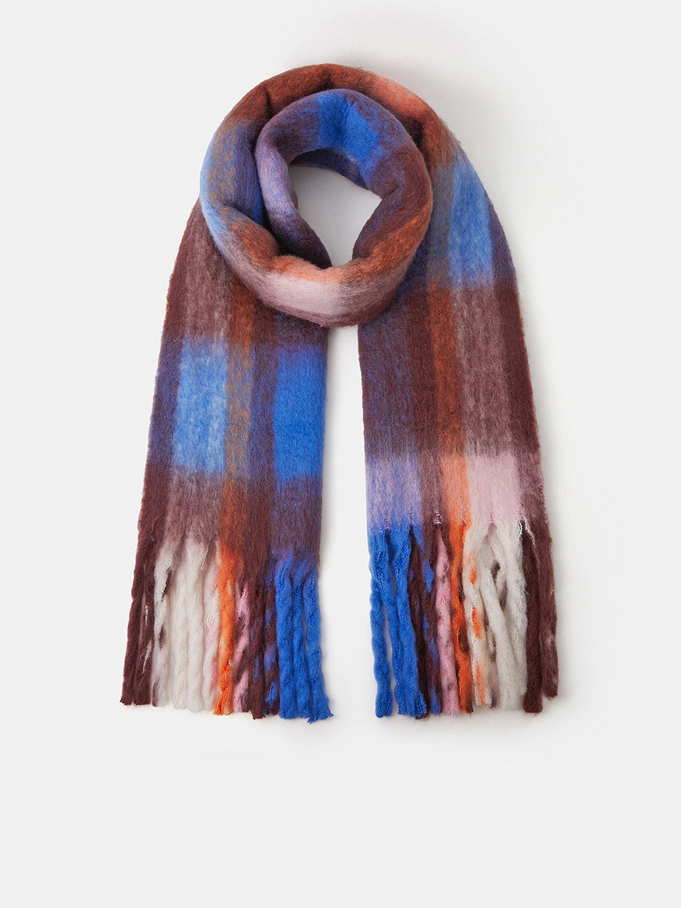 Accessorize Check Super Fluffy Scarf - Purple