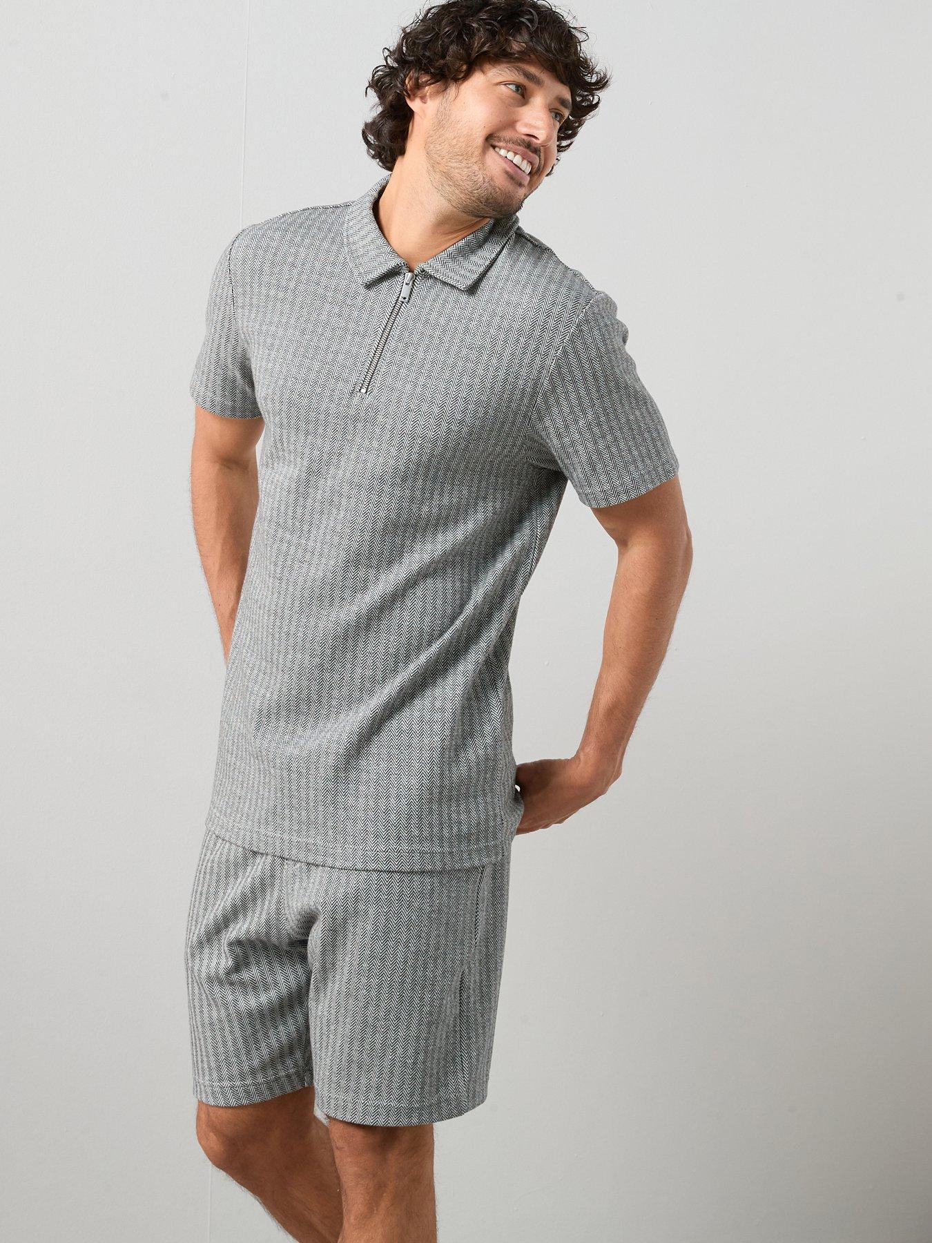 The Very Collection Cotton Rich Herringbone Polo Co Ord - Grey
