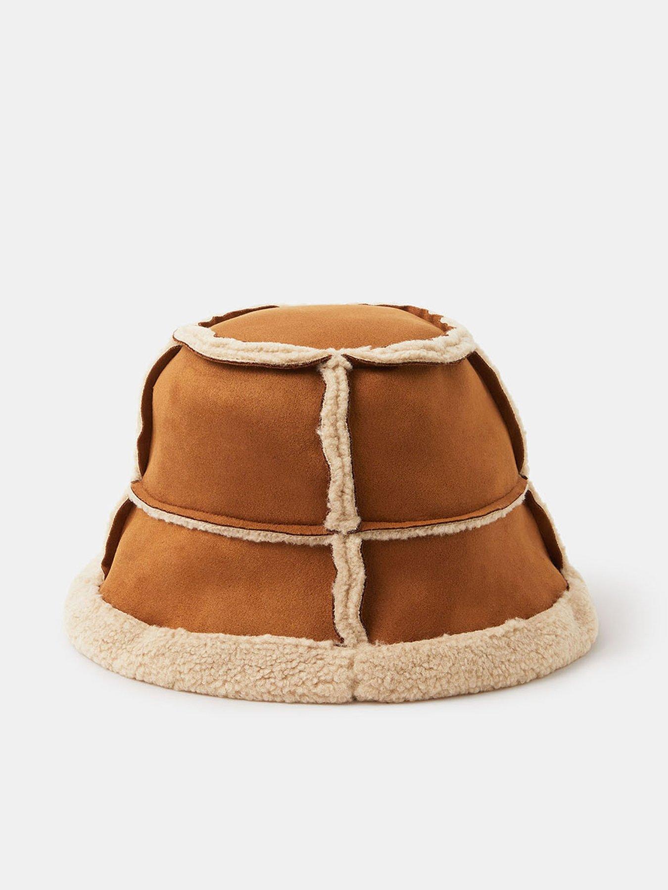 Image 1 of 3 of Accessorize Shearling Bucket Hat - Brown